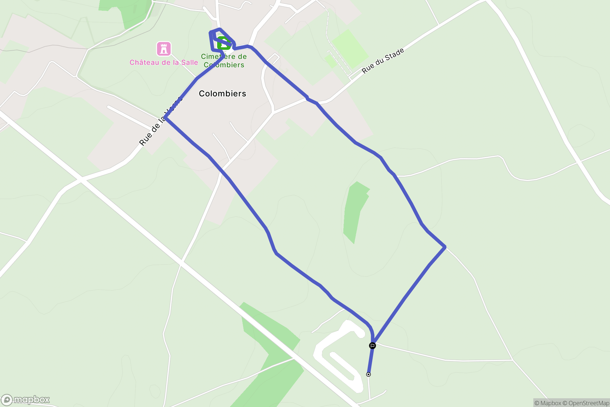 Colombiers : carte du parcours de randonnée - France
