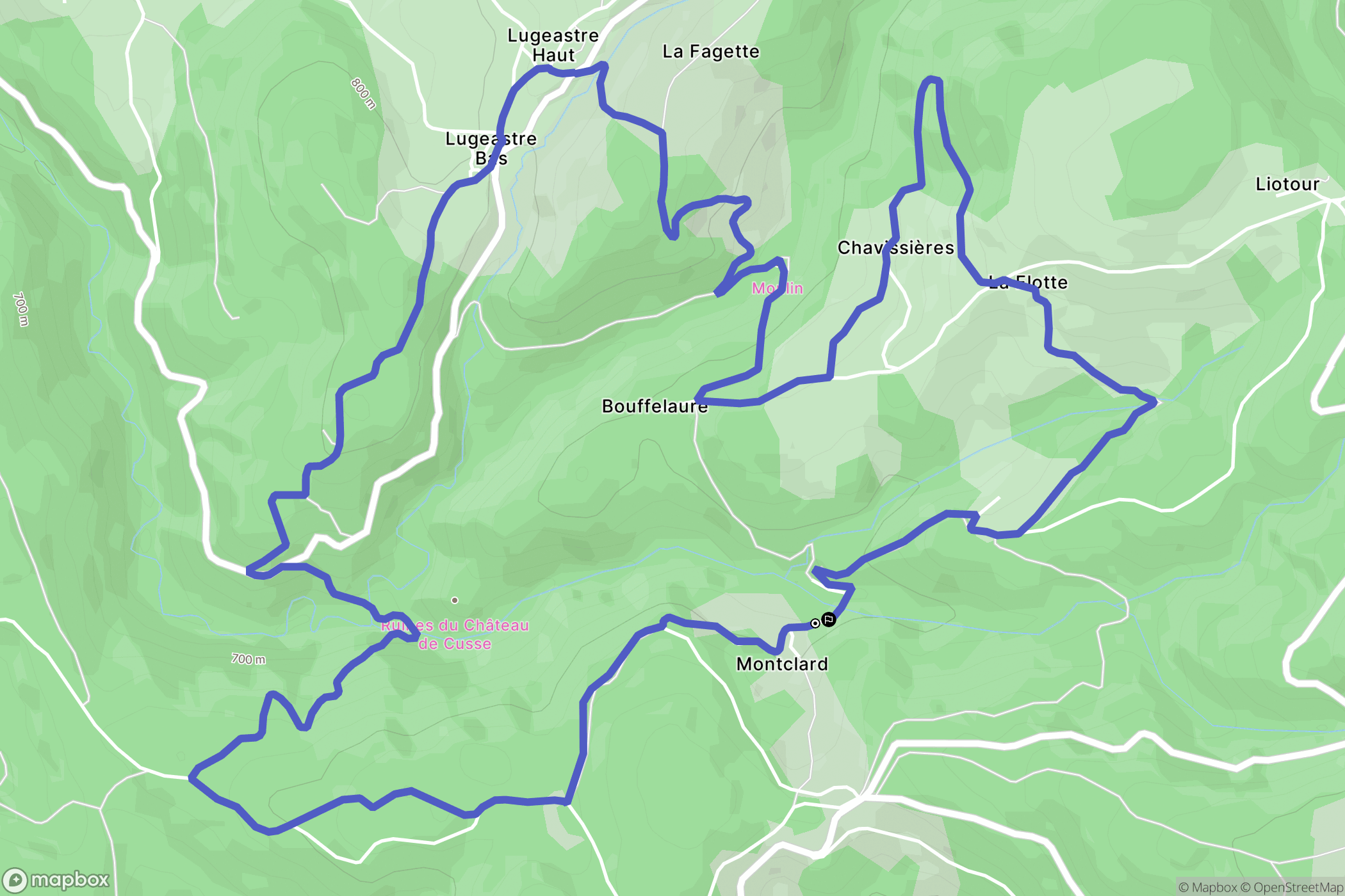 Montclard : carte du parcours de randonnée - France