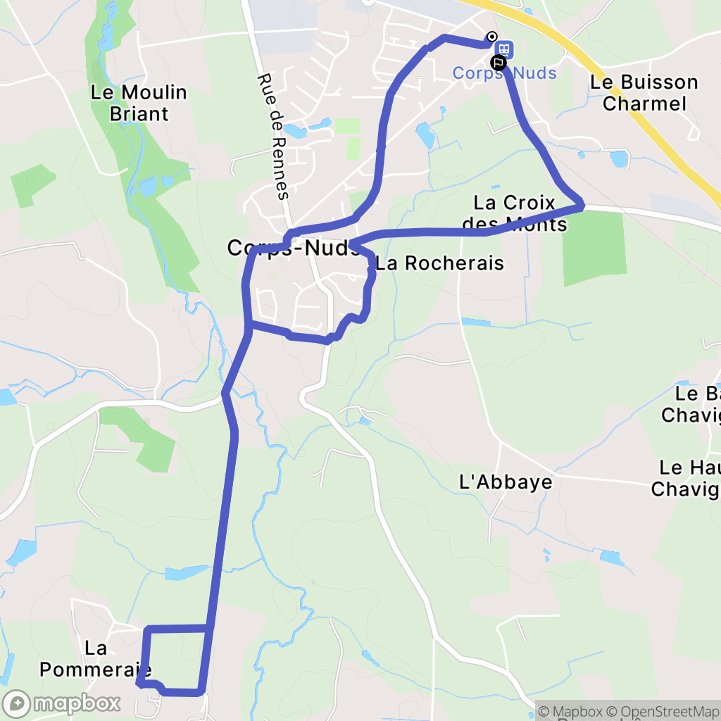 Corps-Nuds : carte du parcours de randonnée - France