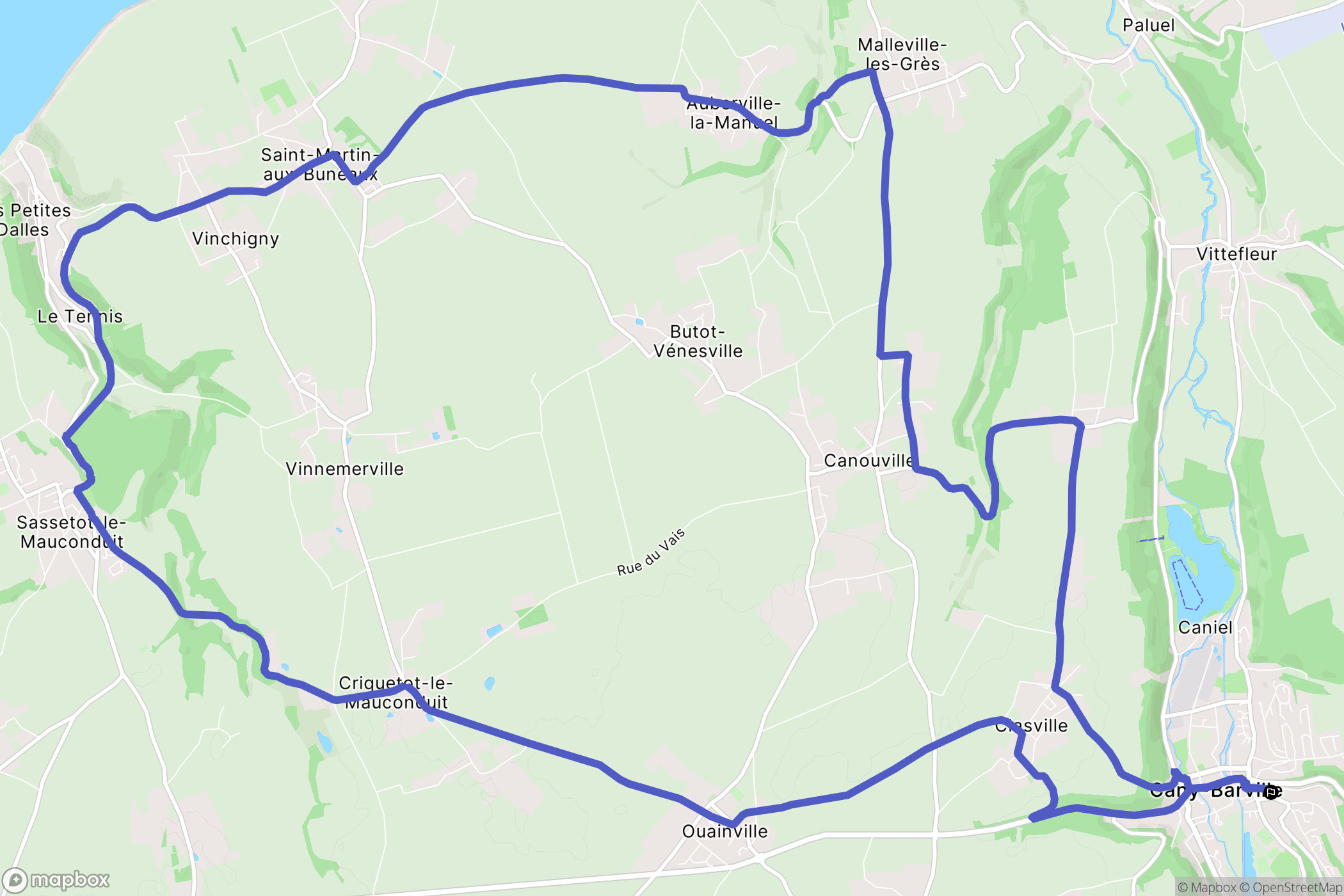 Cany-Barville : carte du parcours de randonnée - France