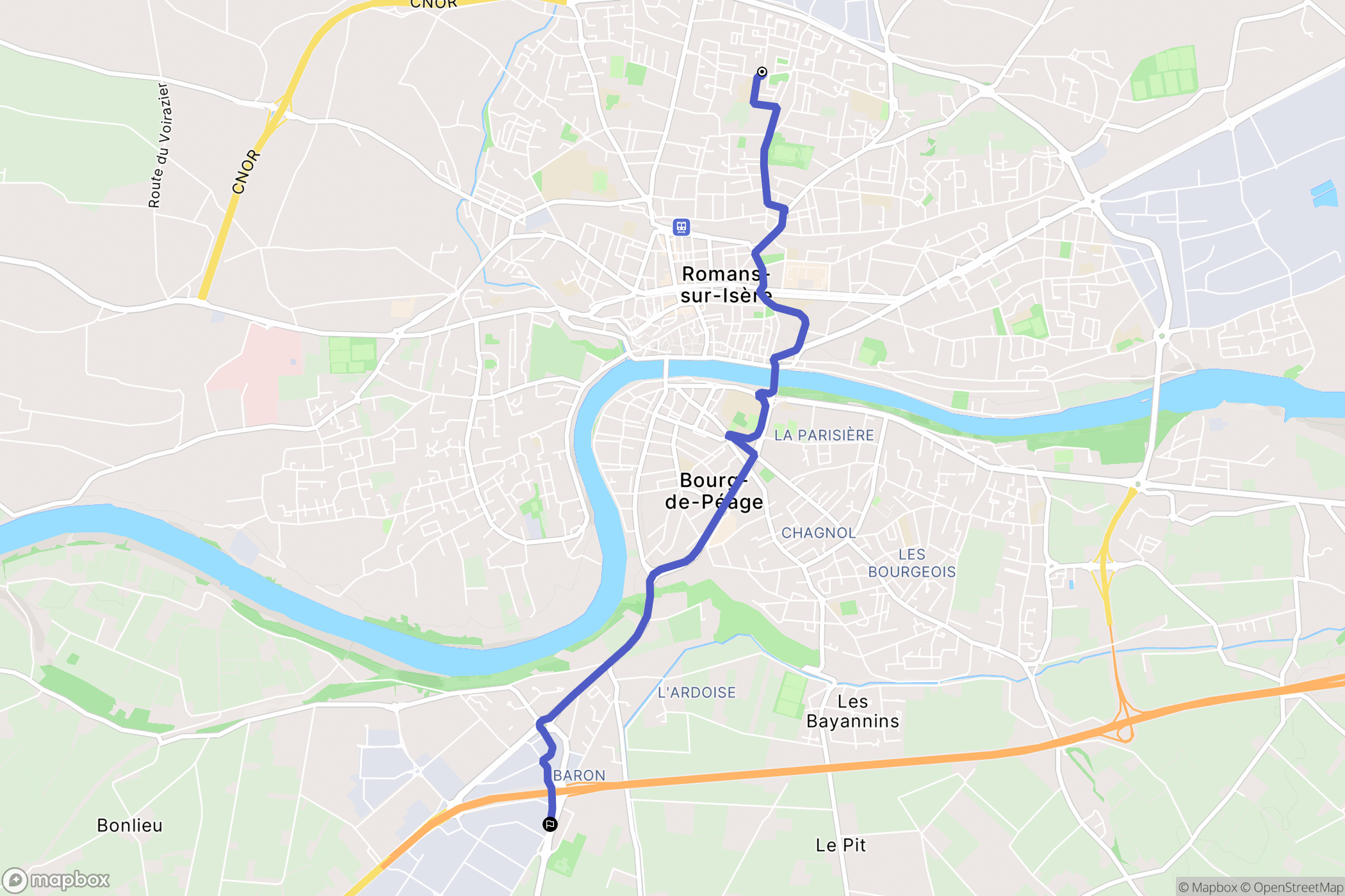 Romans-sur-Isère : carte du parcours de randonnée - France