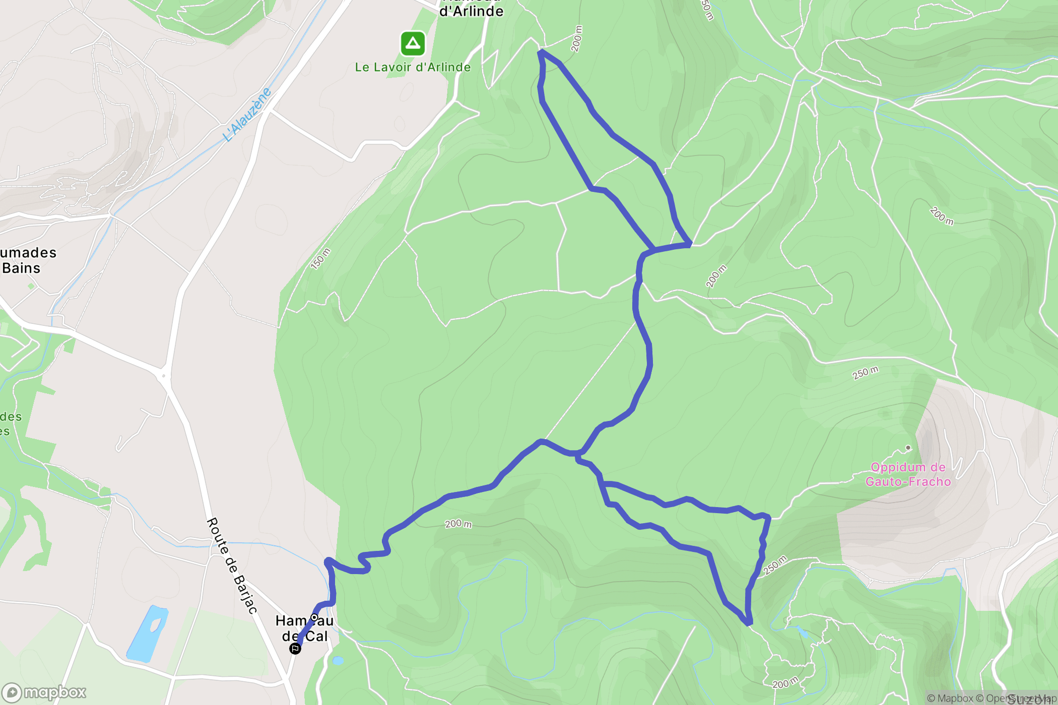 Navacelles : carte du parcours de randonnée - France