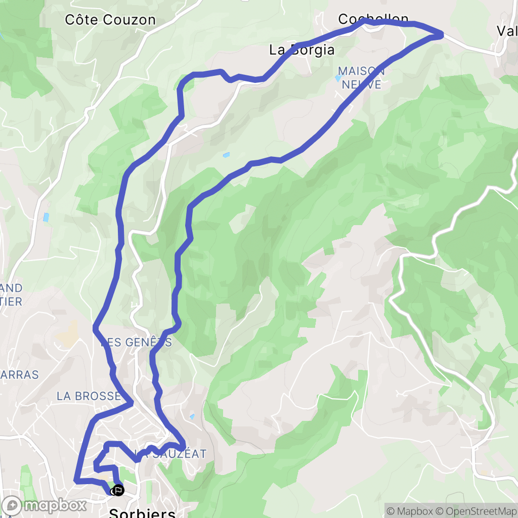 Sorbiers : carte du parcours de randonnée - France