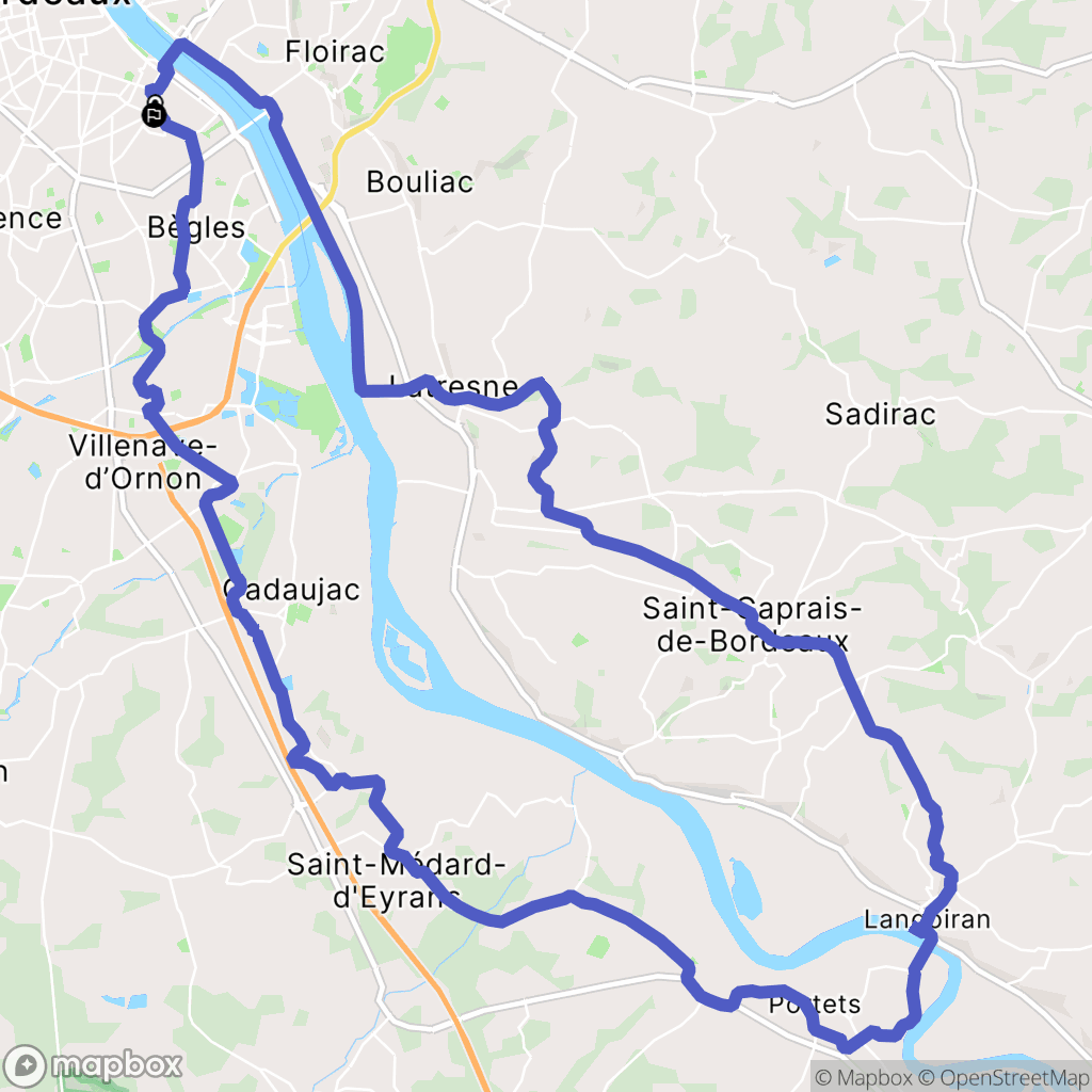 Bordeaux : carte du parcours de randonnée - France