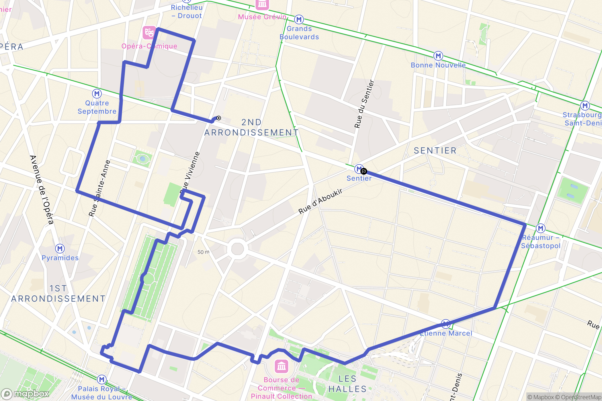 Paris : carte du parcours de randonnée - France