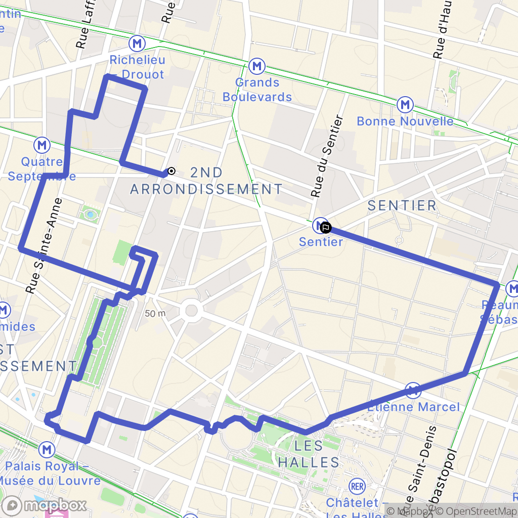 Paris : carte du parcours de randonnée - France