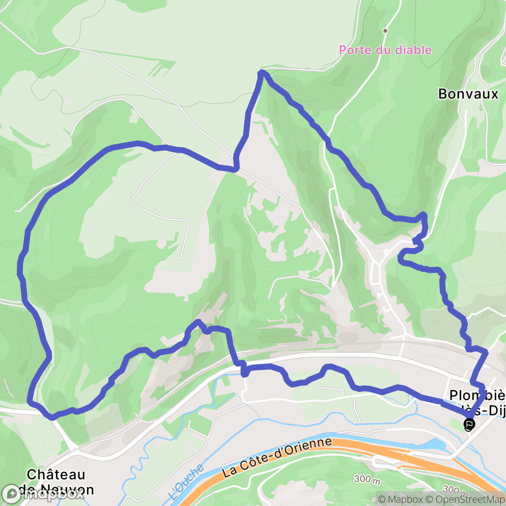 Plombières-lès-Dijon : carte du parcours de randonnée - France