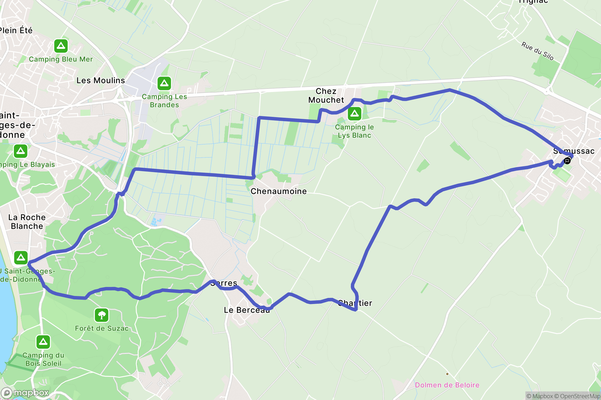 Semussac : carte du parcours de randonnée - France