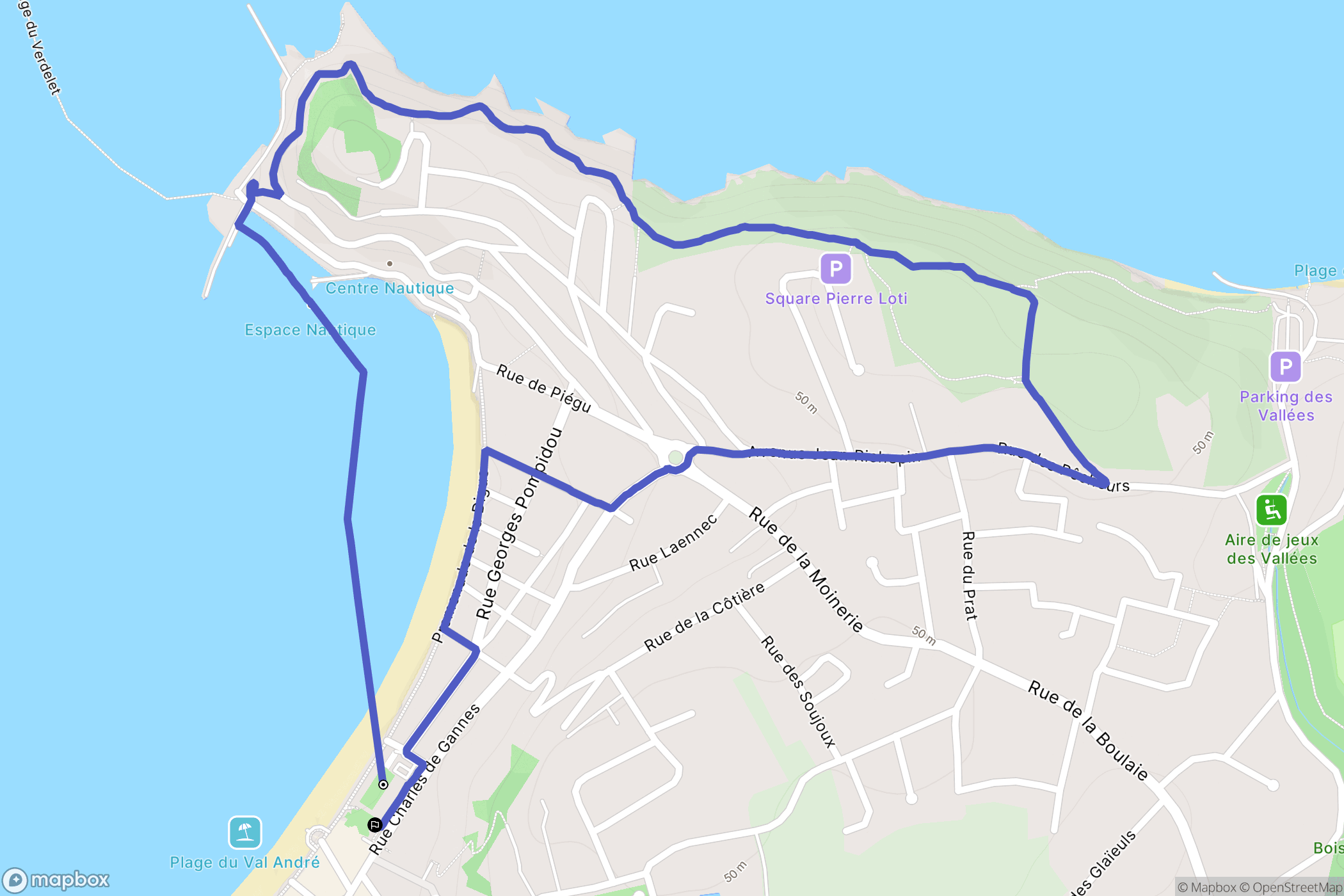 Pléneuf-Val-André : carte du parcours de randonnée - France