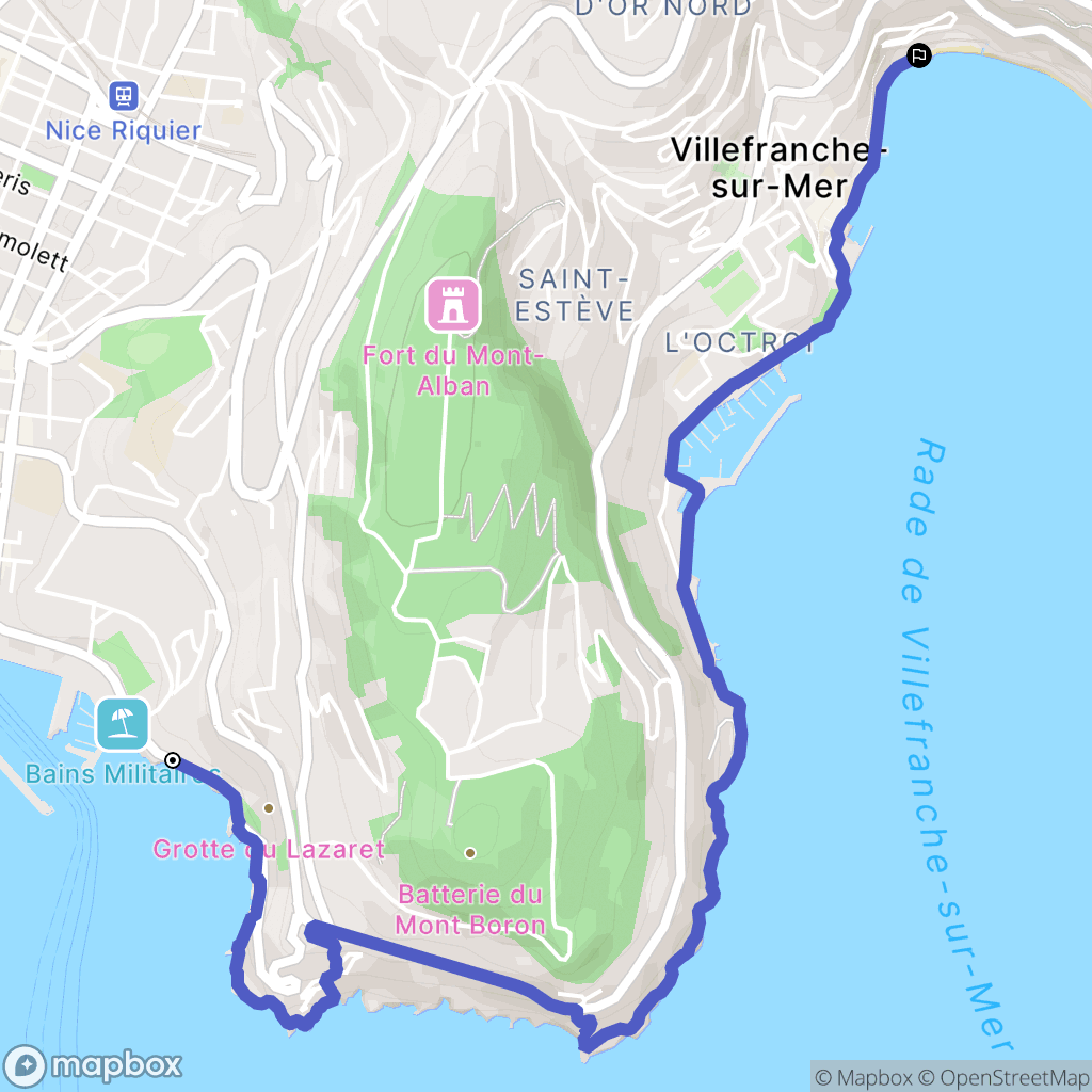 Nice : carte du parcours de randonnée - France