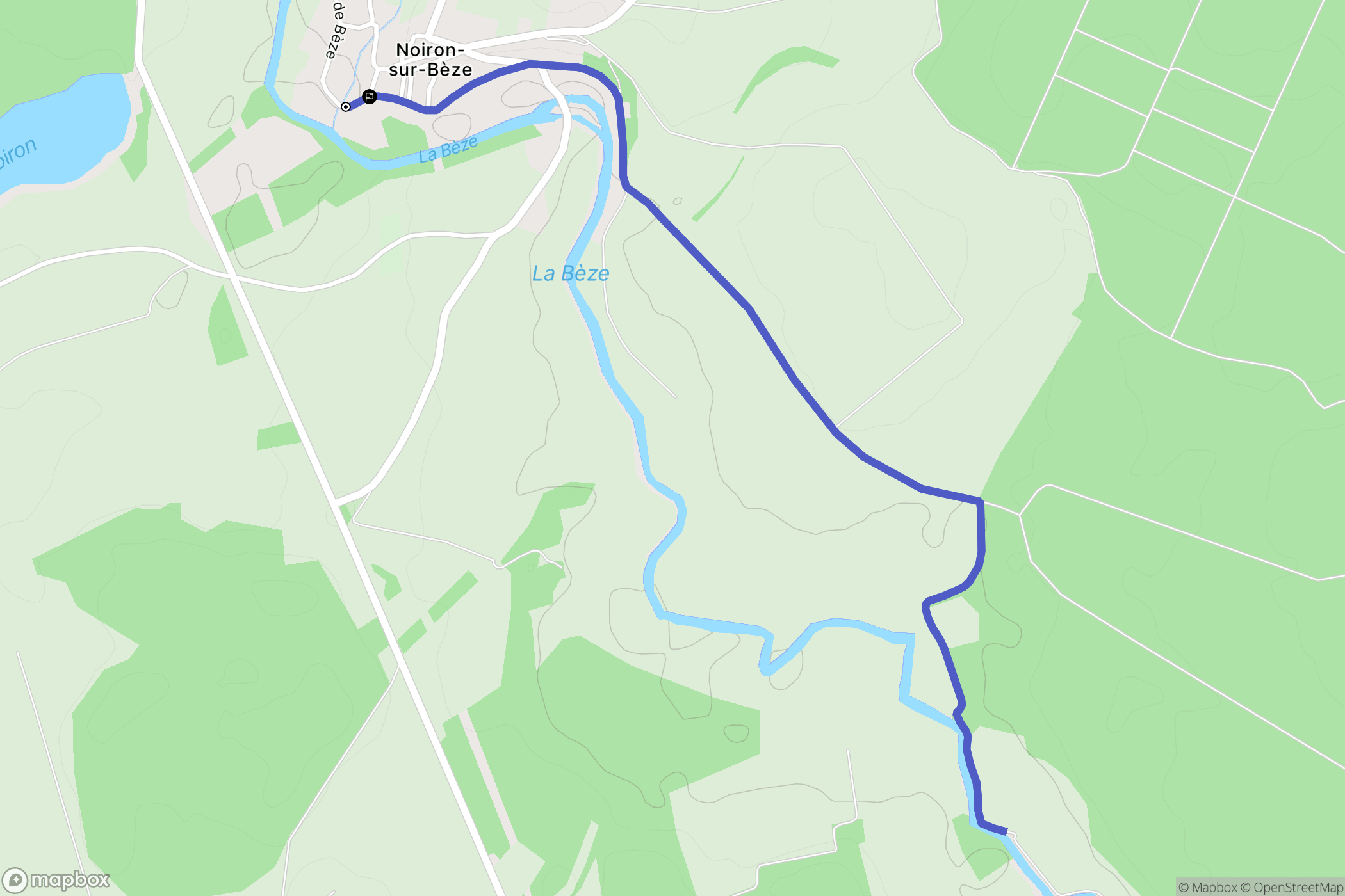 Noiron-sur-Bèze : carte du parcours de randonnée - France
