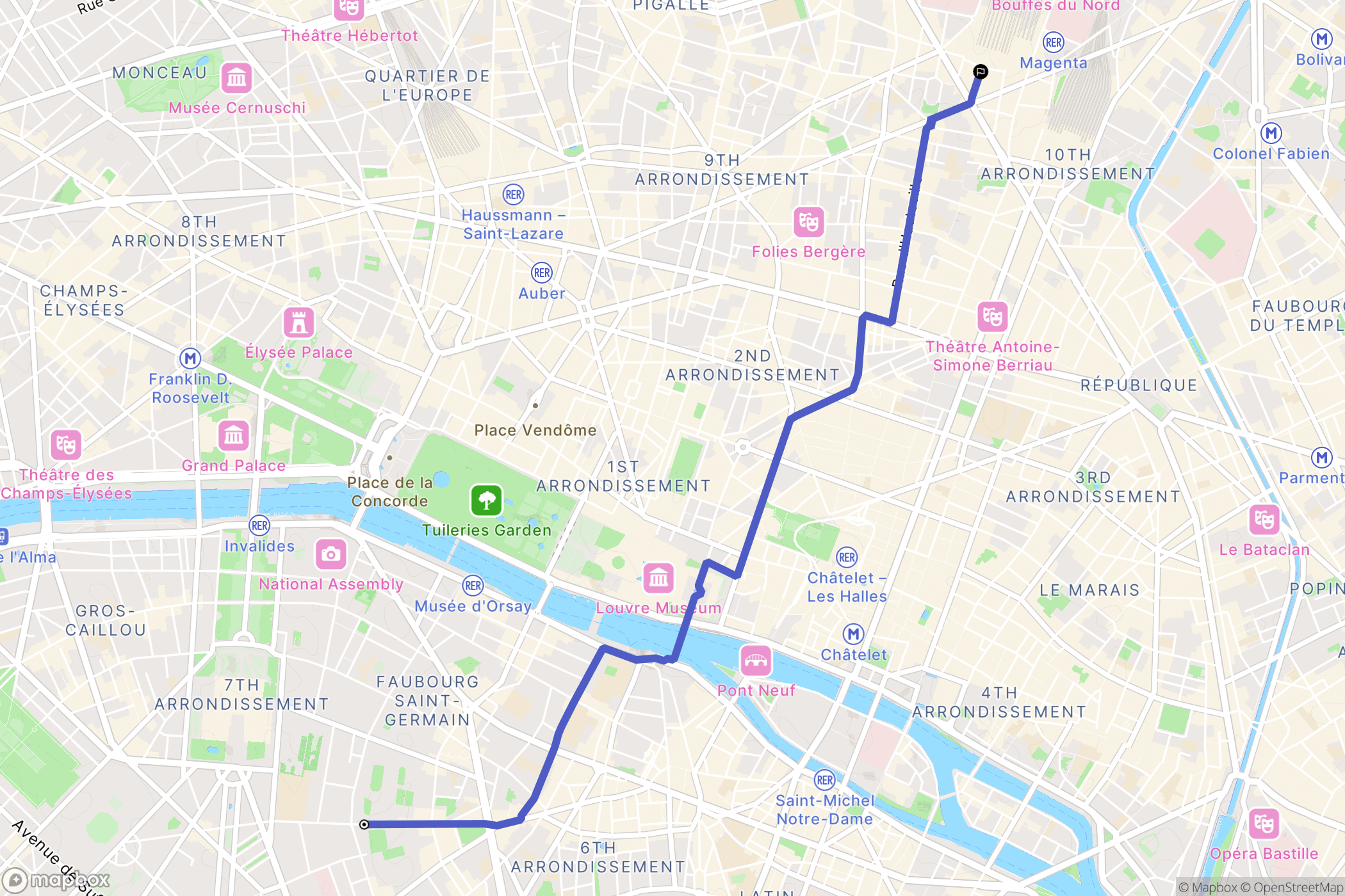 Paris : carte du parcours de randonnée - France