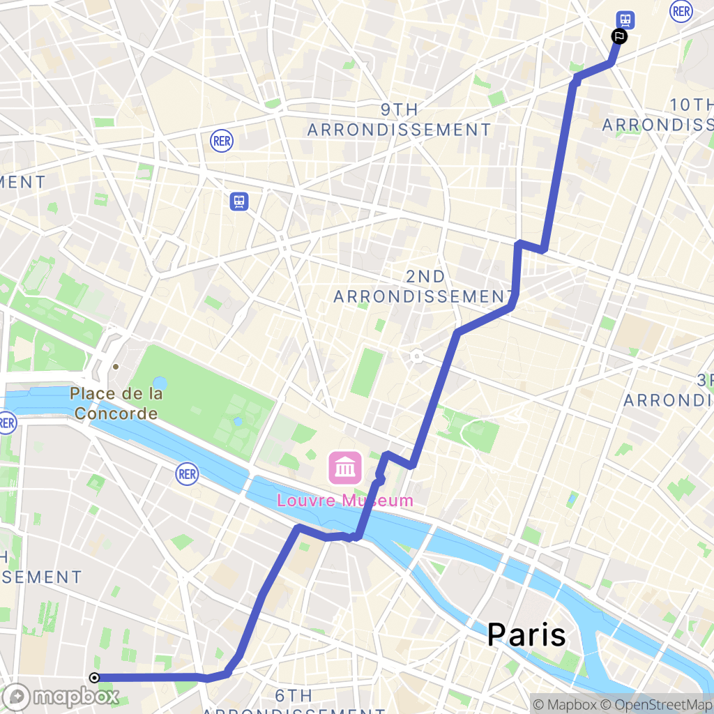 Paris : carte du parcours de randonnée - France
