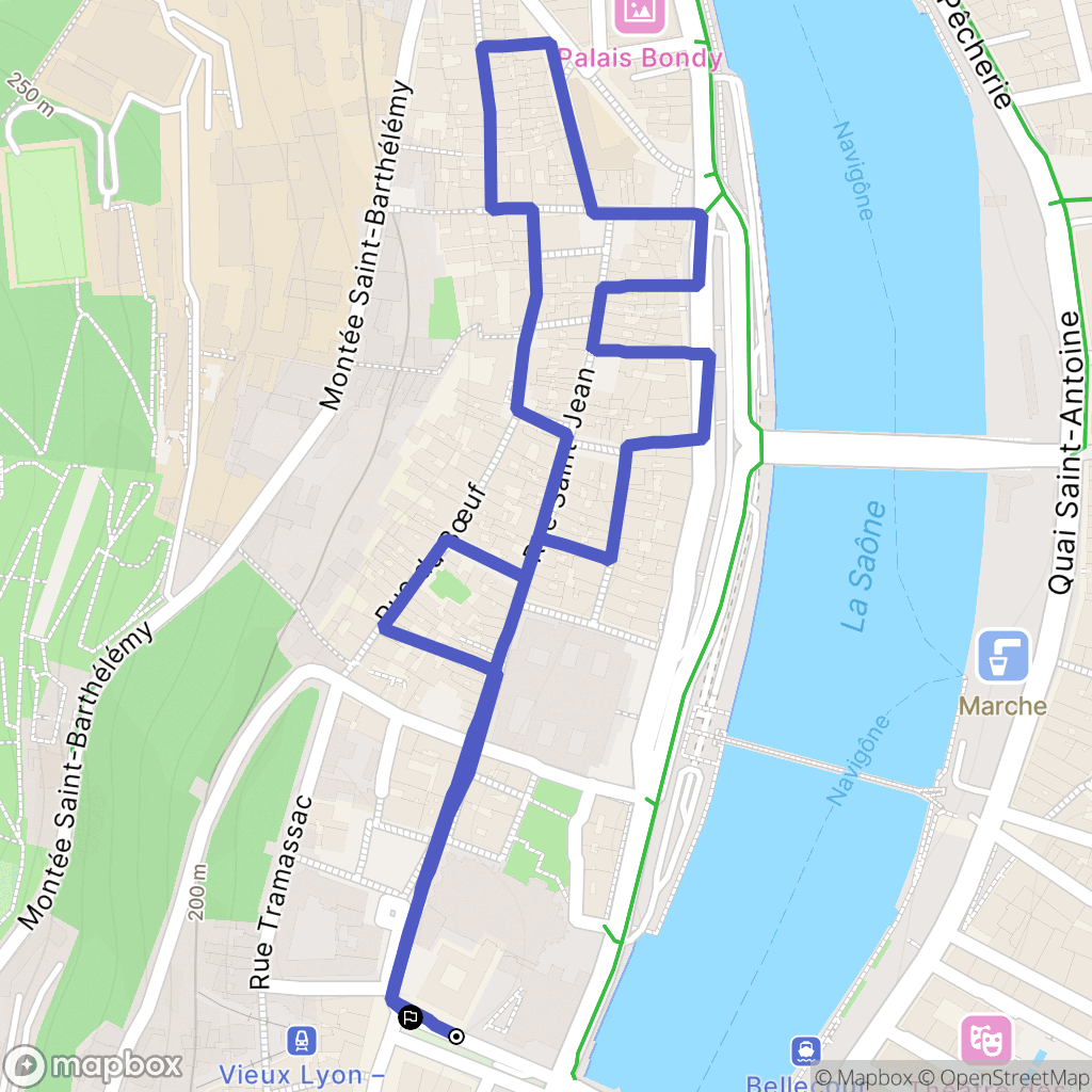 Lyon : carte du parcours de randonnée - France