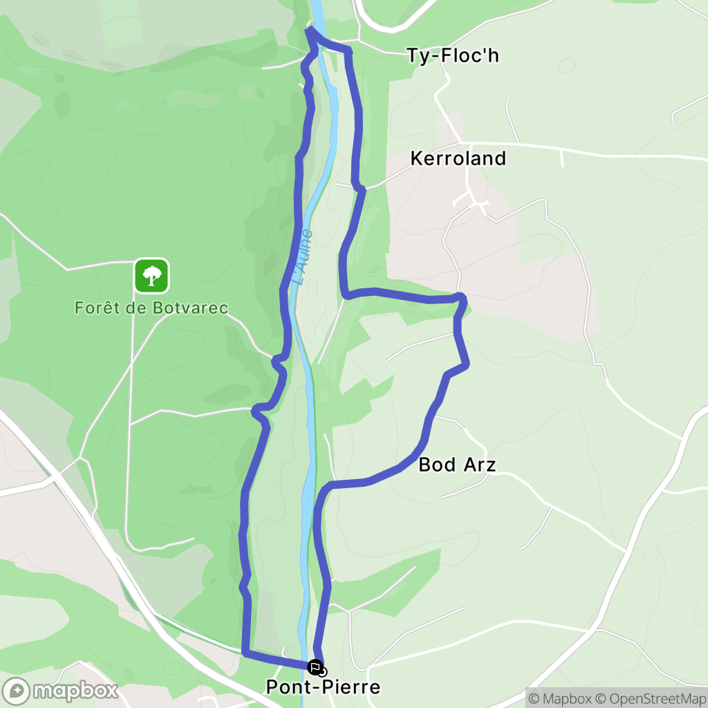 Poullaouen : carte du parcours de randonnée - France