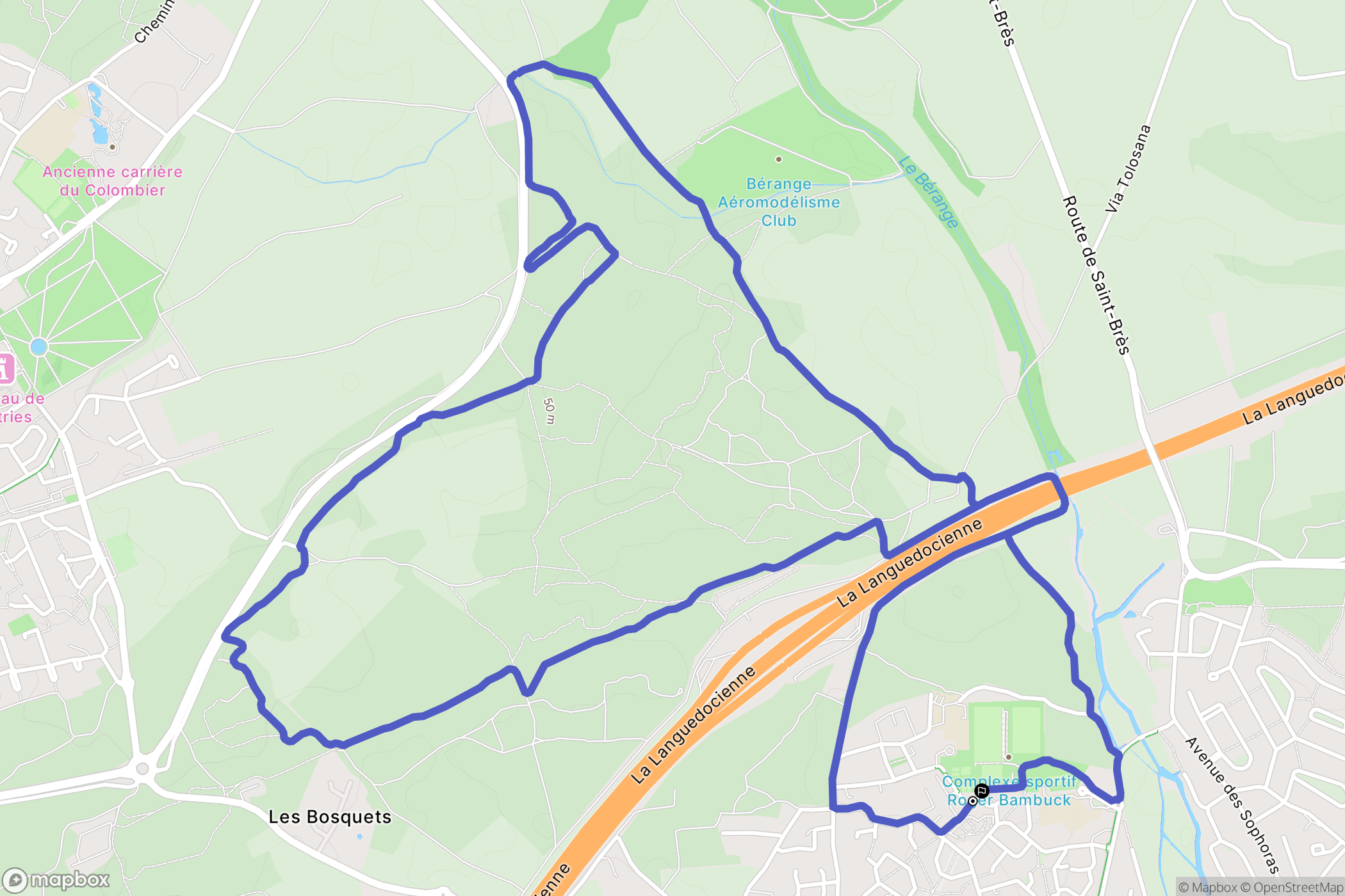 Baillargues : carte du parcours de randonnée - France