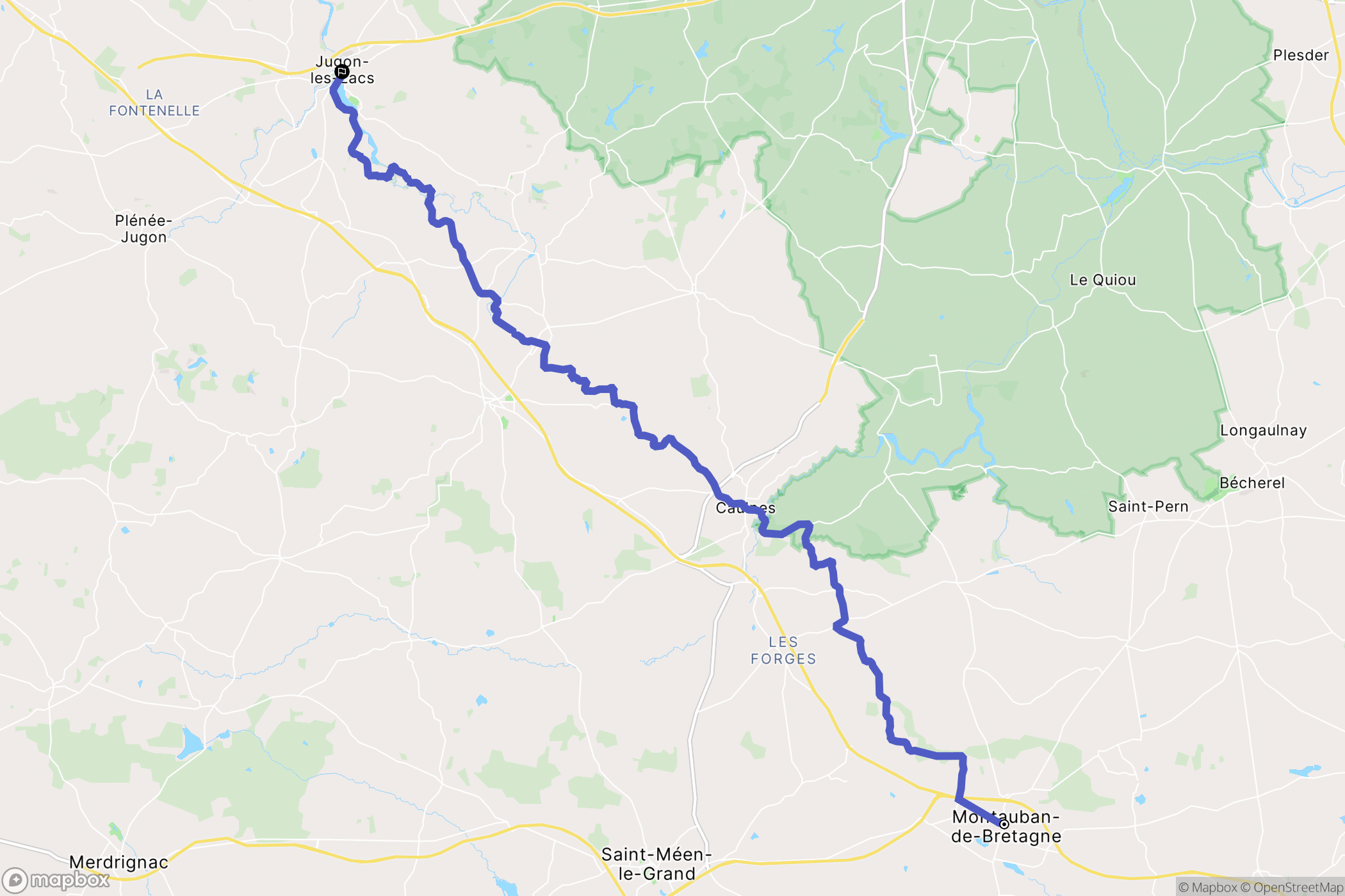 Montauban-de-Bretagne : carte du parcours de randonnée - France