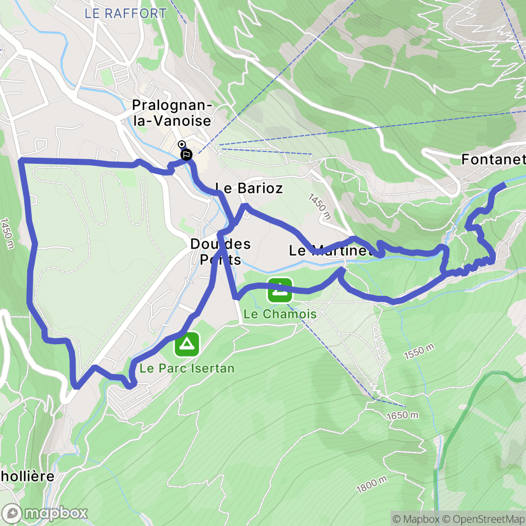 Pralognan-la-Vanoise : carte du parcours de randonnée - France
