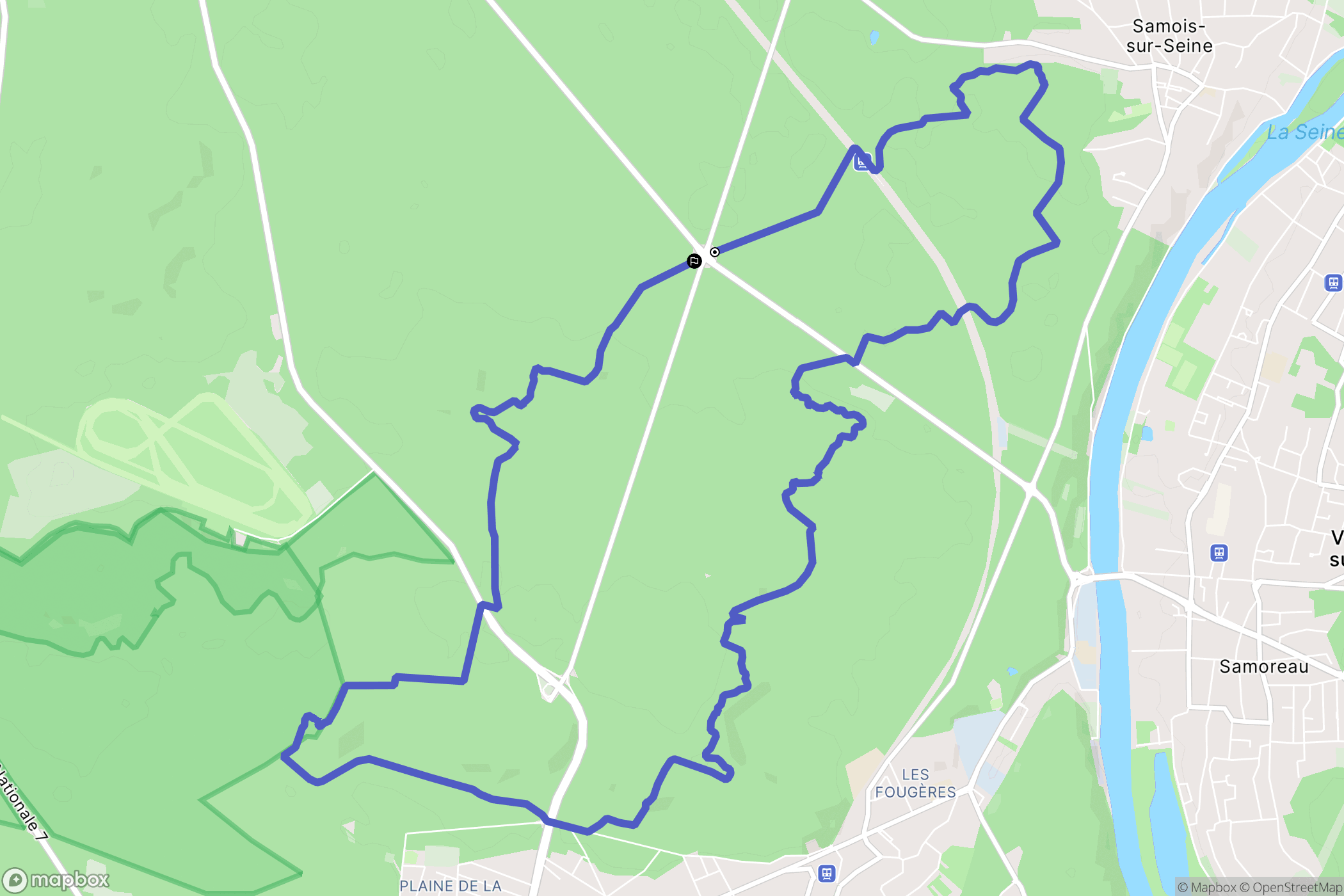 Fontainebleau : carte du parcours de randonnée - France