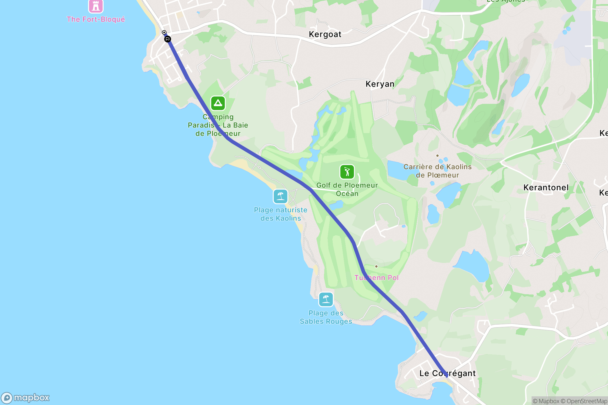 Le Fort-Bloqué : carte du parcours de randonnée - France