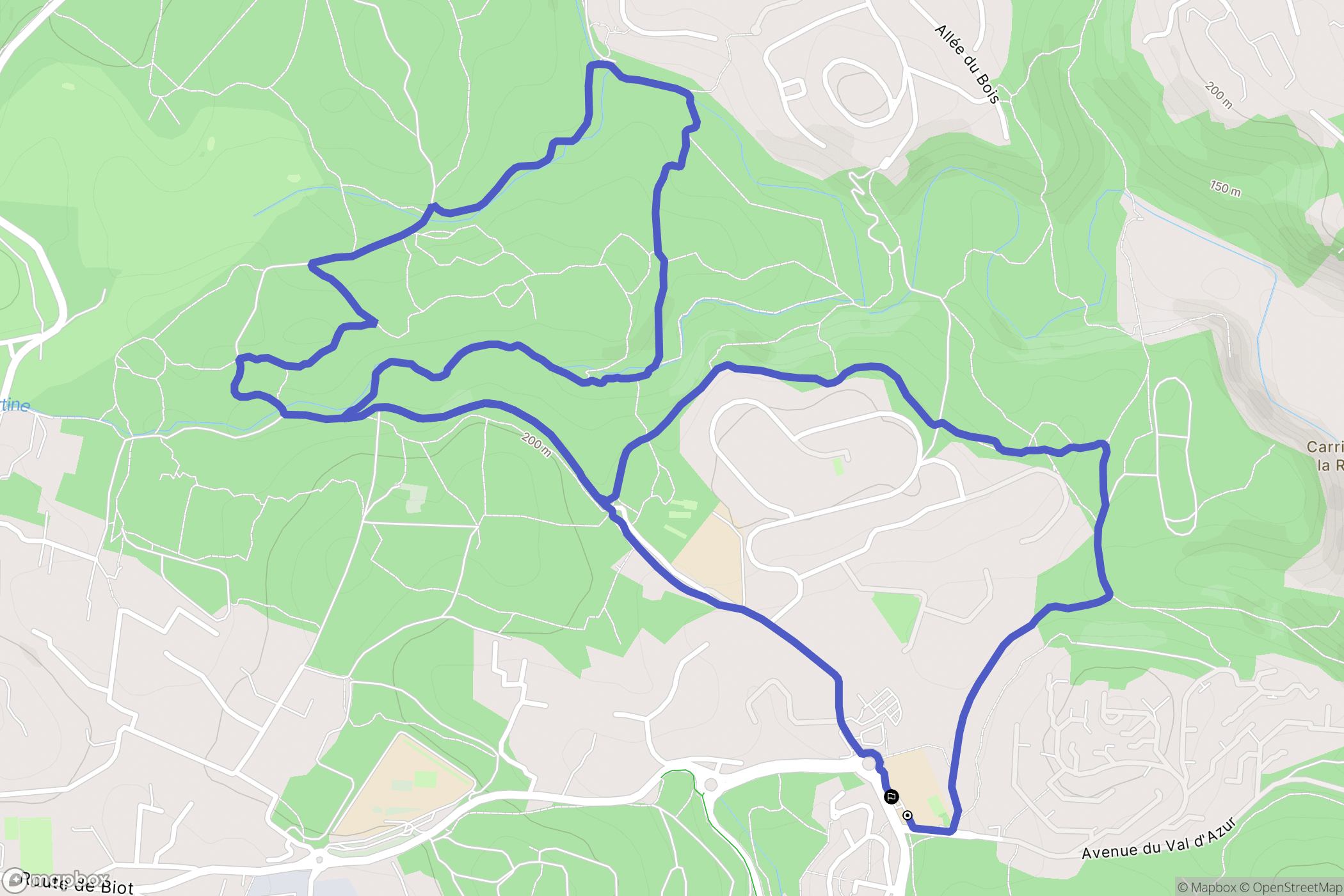 Valbonne : carte du parcours de randonnée - France