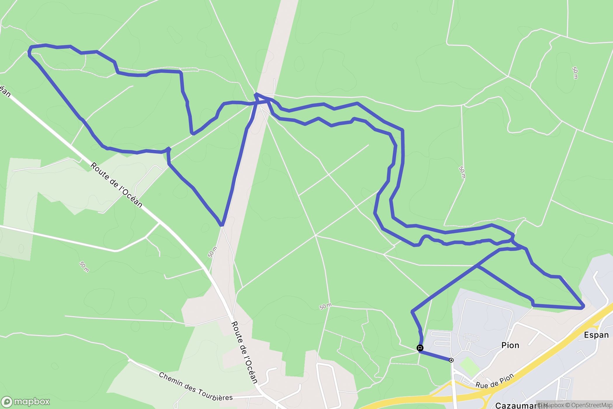 Pontonx-sur-l'Adour : carte du parcours de randonnée - France