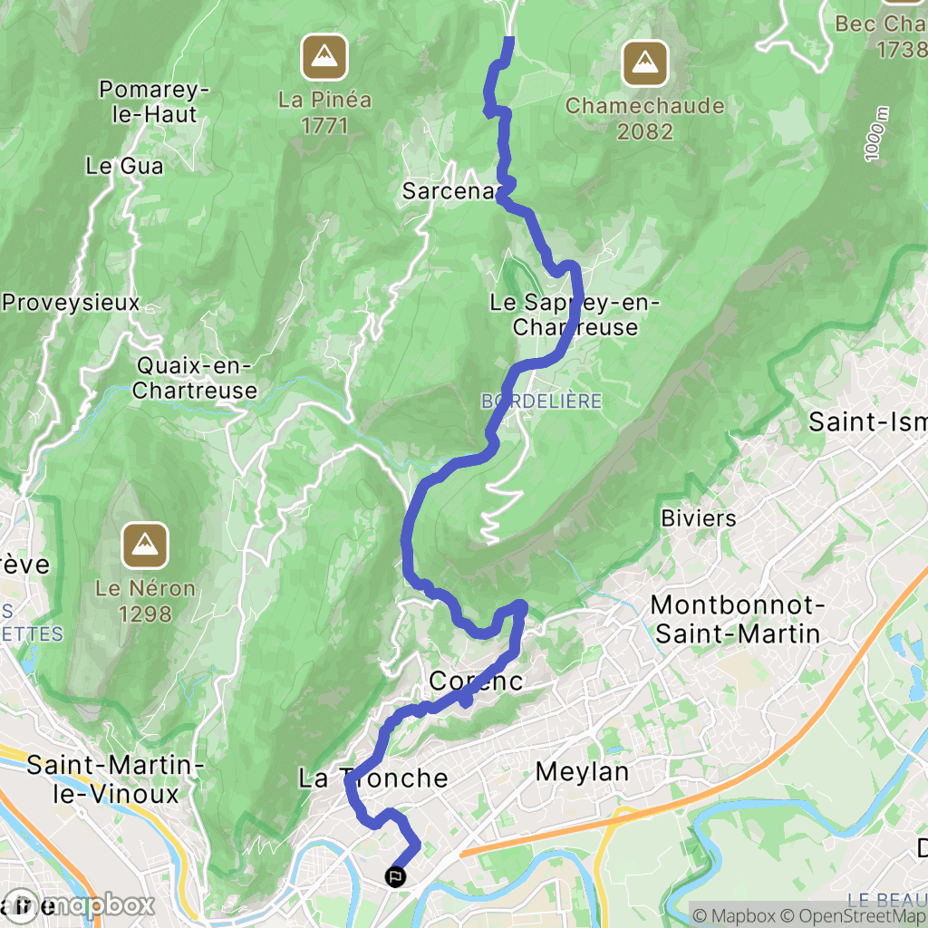 La-Tronche : carte du parcours de randonnée - France