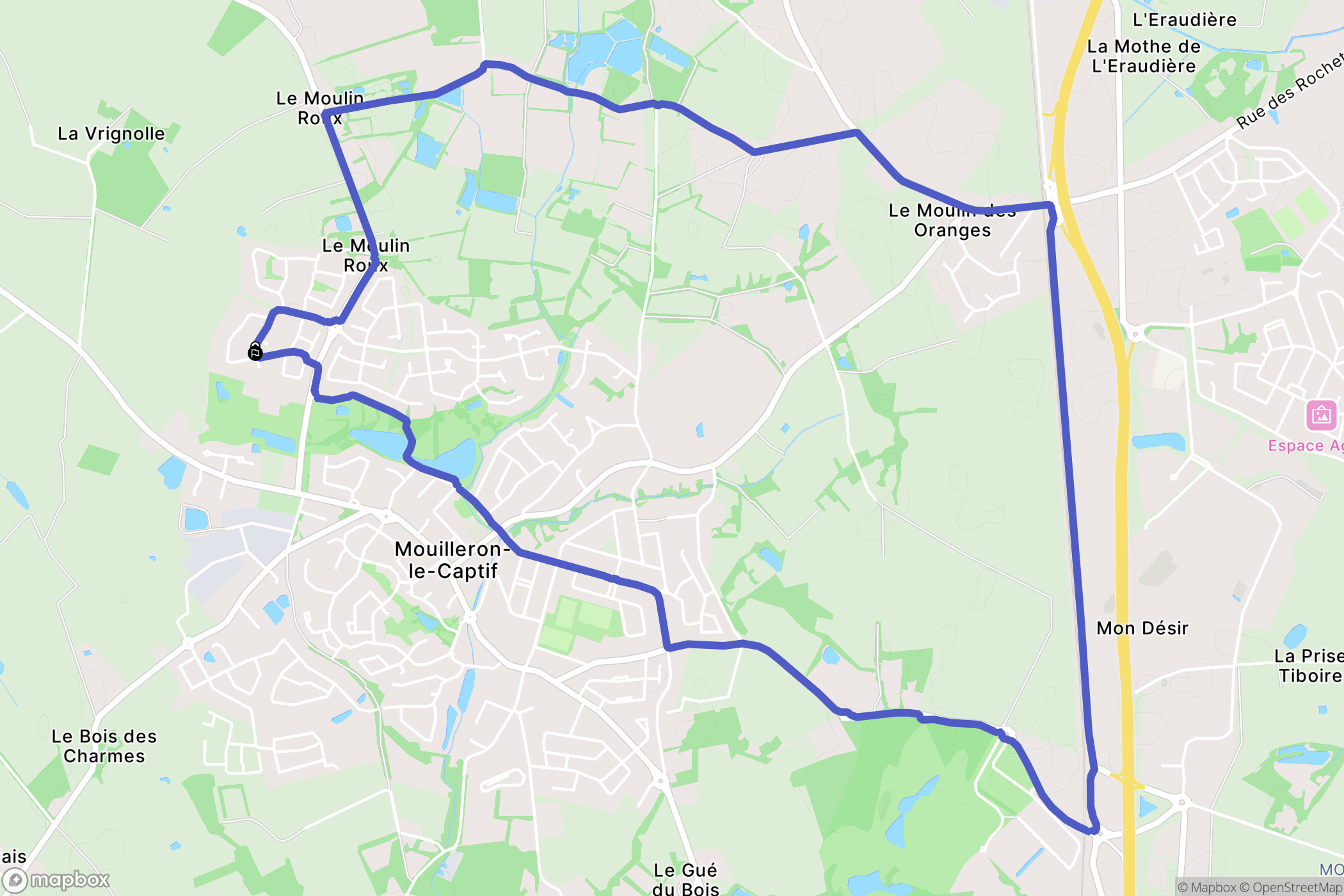 Mouilleron-le-Captif : carte du parcours de randonnée - France