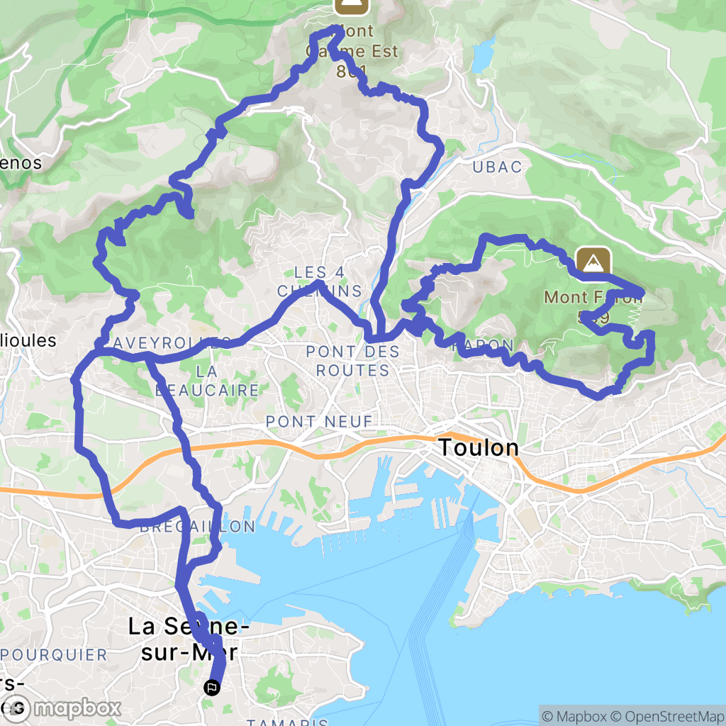 Toulon : carte du parcours de randonnée - France