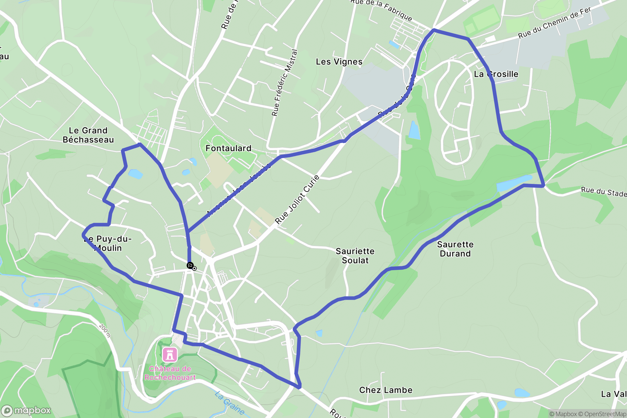 Rochechouart : carte du parcours de randonnée - France