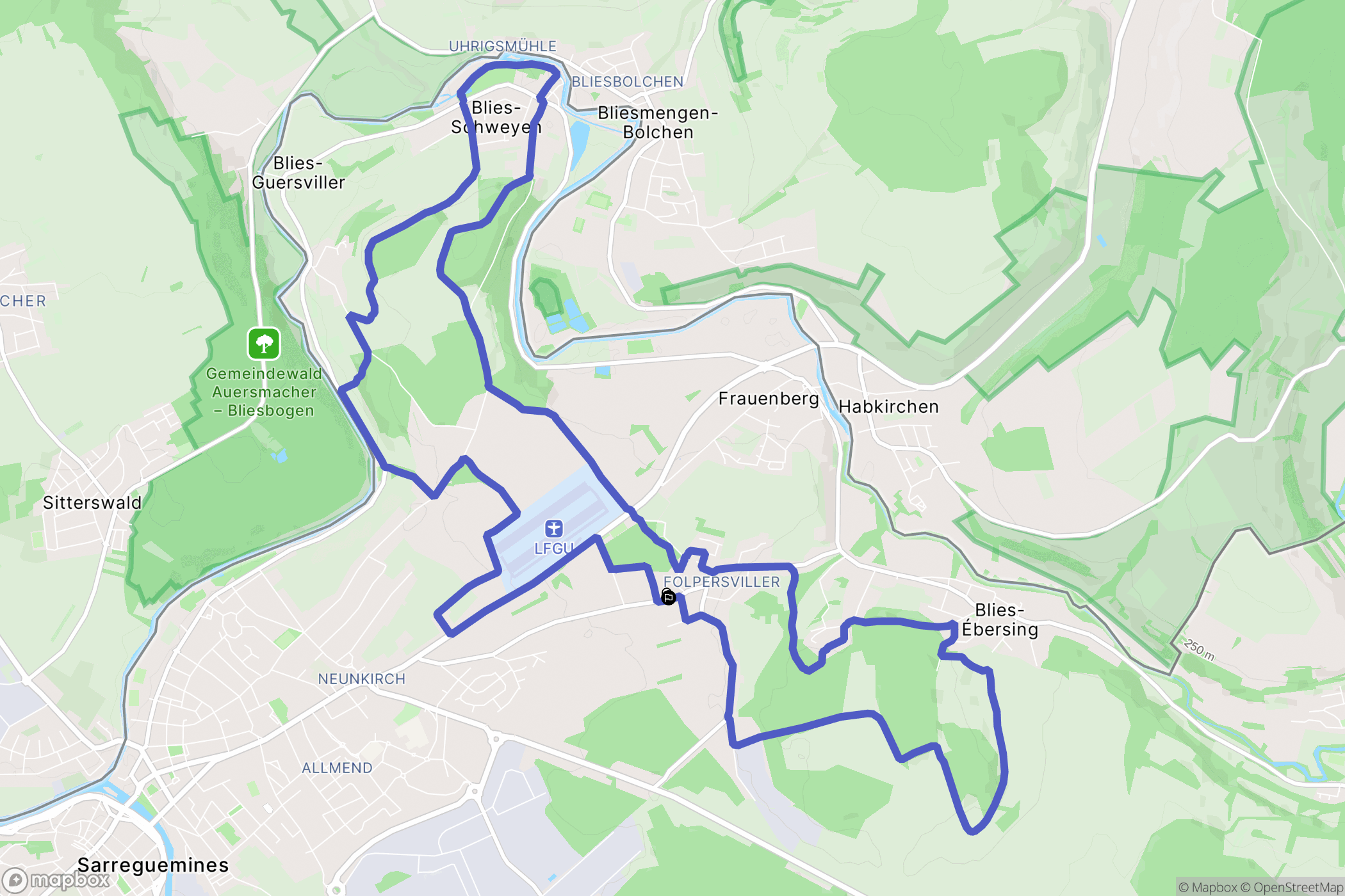 Sarreguemines : carte du parcours de randonnée - France