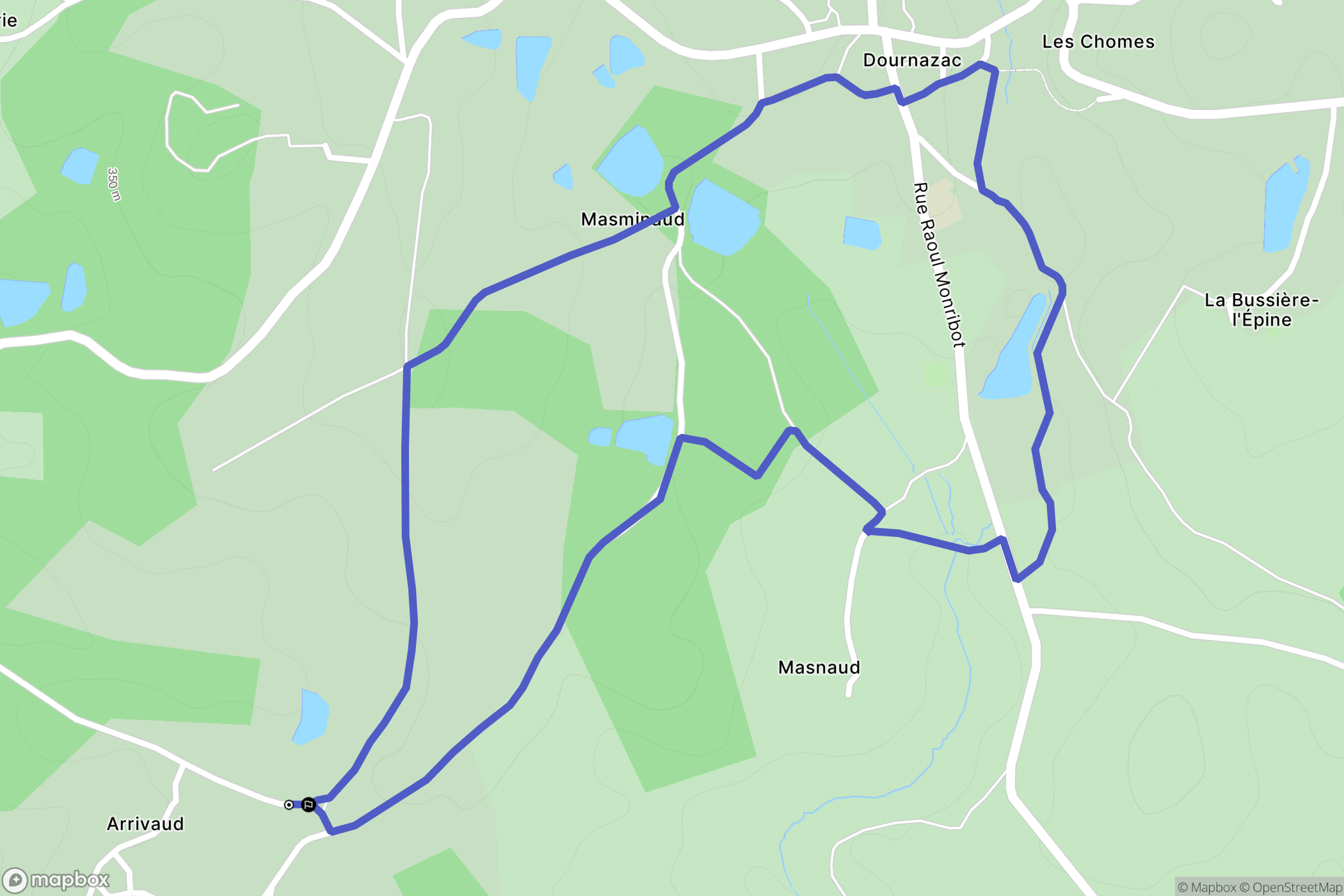 Dournazac : carte du parcours de randonnée - France