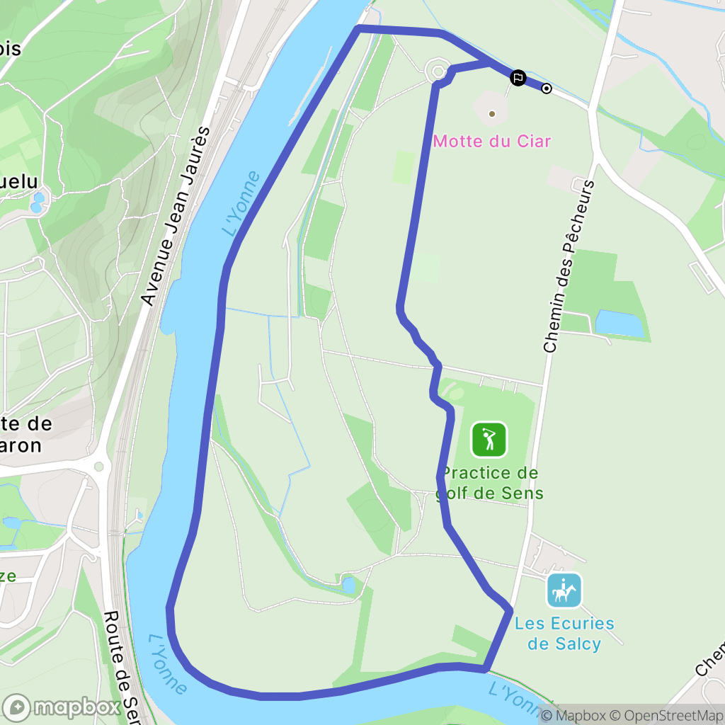Sens : carte du parcours de randonnée - France