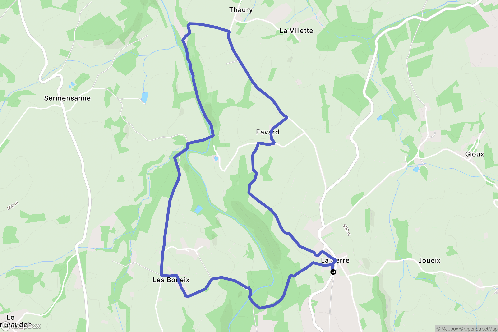 La Serre-Bussière-Vieille : carte du parcours de randonnée - France