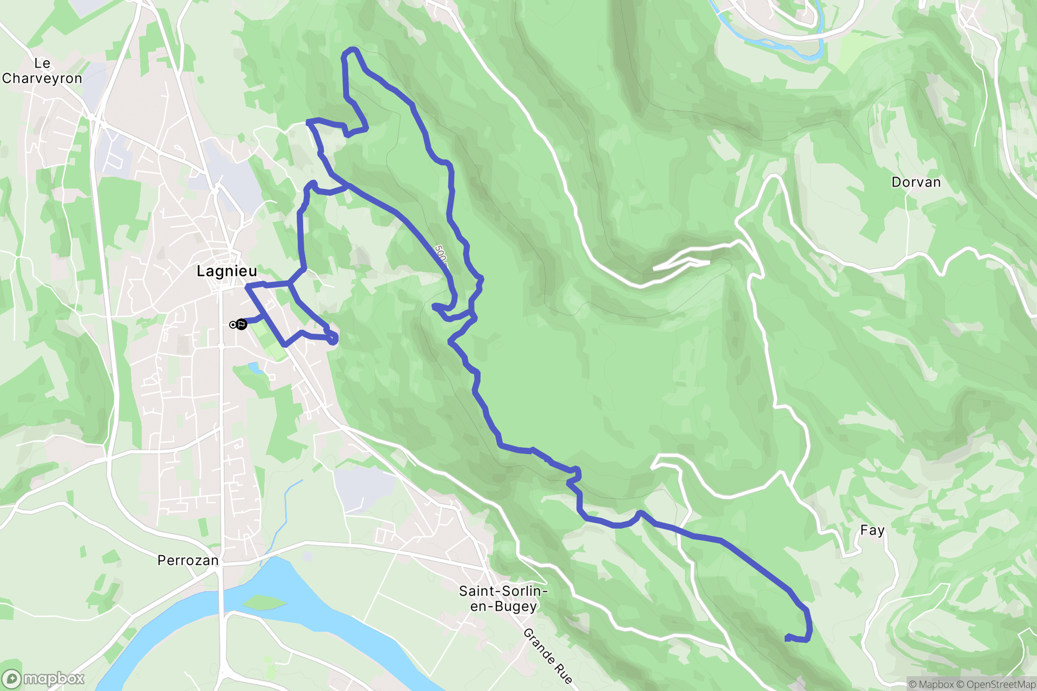 Lagnieu : carte du parcours de randonnée - France
