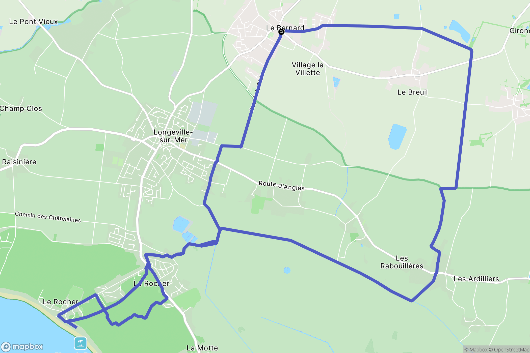 Le Bernard : carte du parcours de randonnée - France