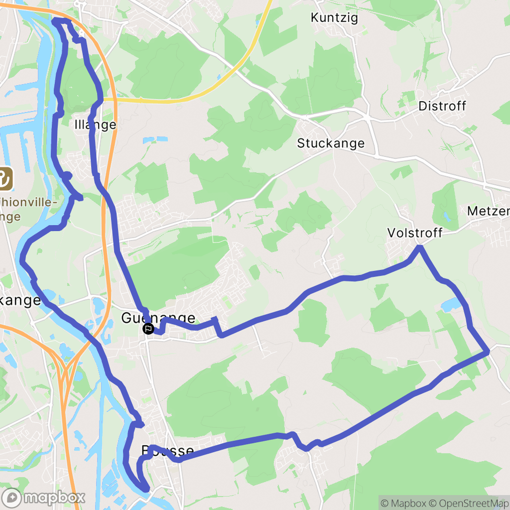 Guénange : carte du parcours de randonnée - France
