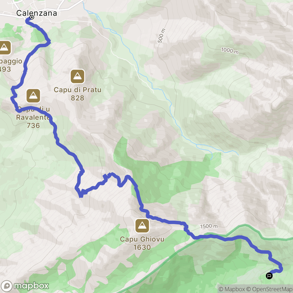 Calenzana : carte du parcours de randonnée - France