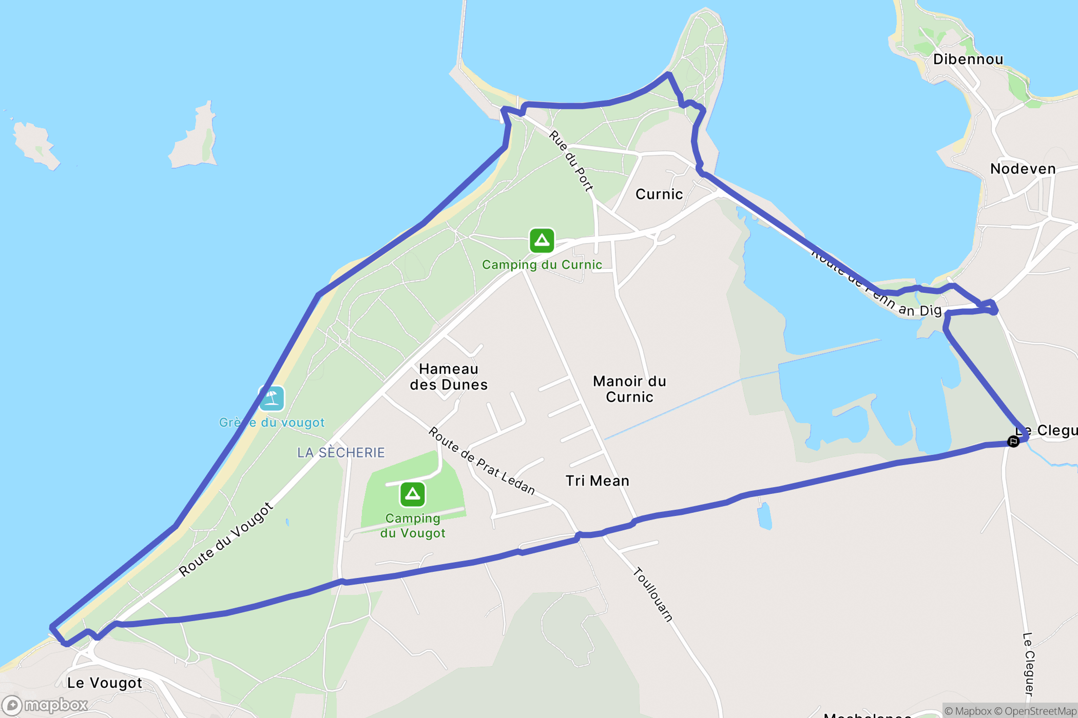 Guissény : carte du parcours de randonnée - France