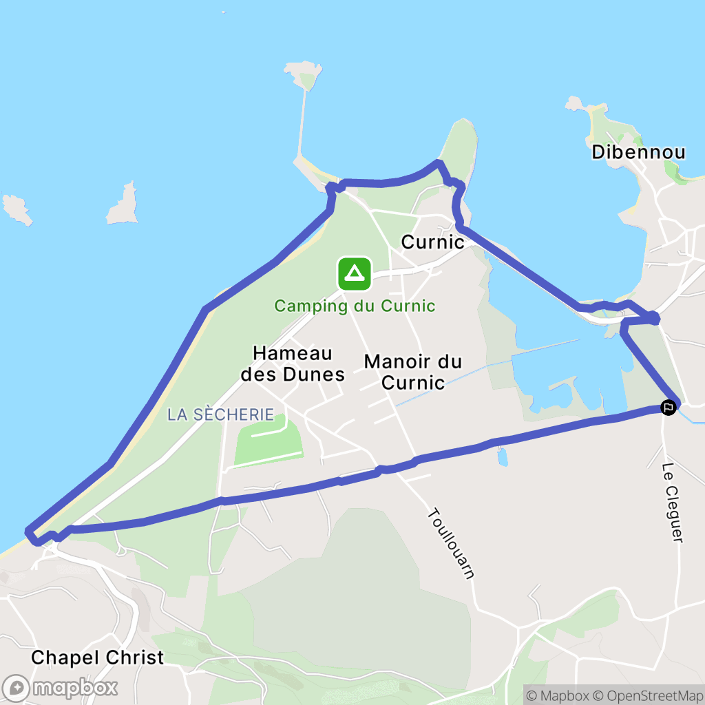 Guissény : carte du parcours de randonnée - France