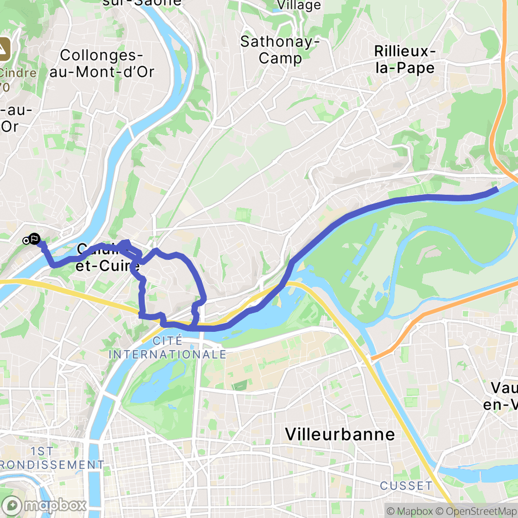 Lyon : carte du parcours de randonnée - France