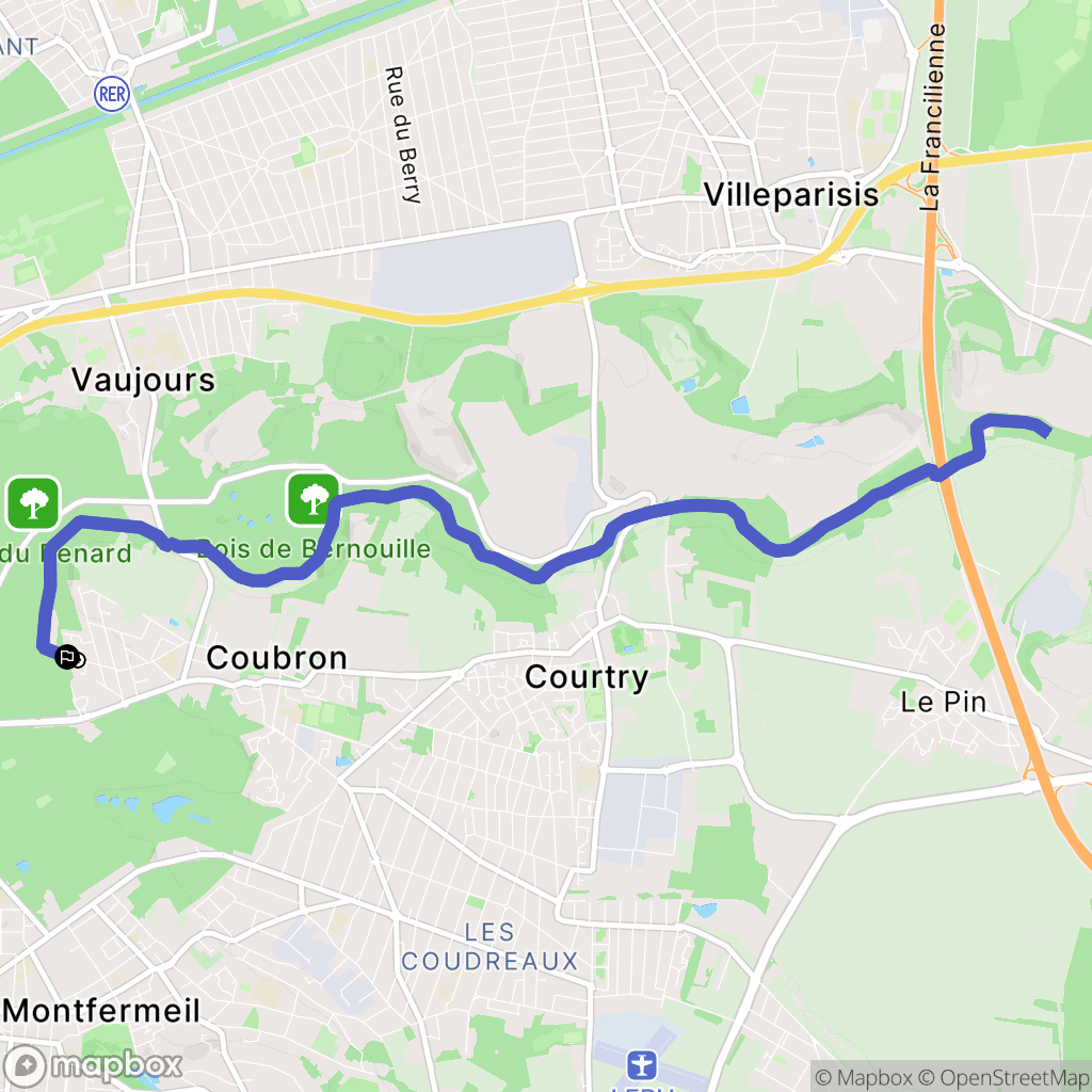 Coubron : carte du parcours de randonnée - France