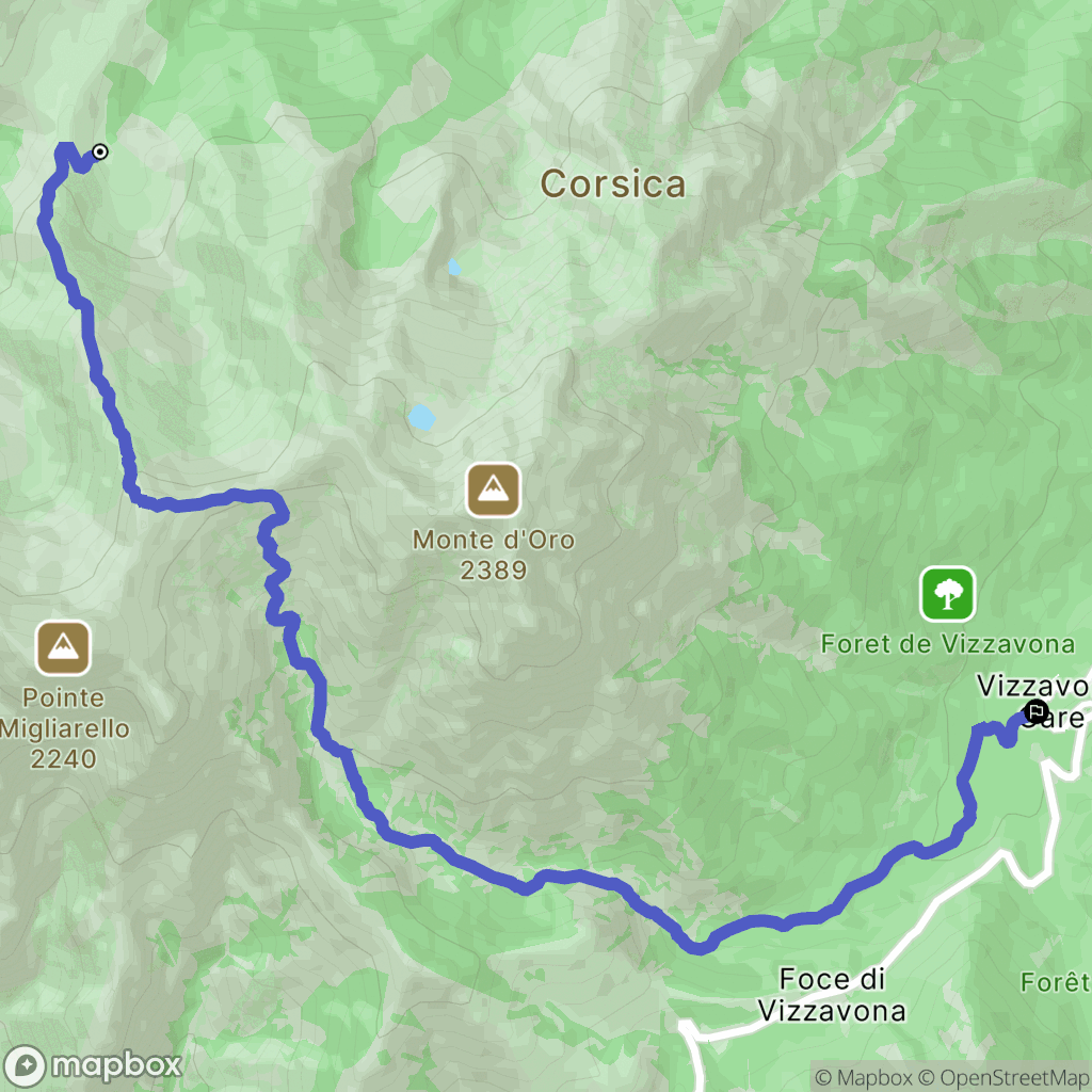 Vivario : carte du parcours de randonnée - France