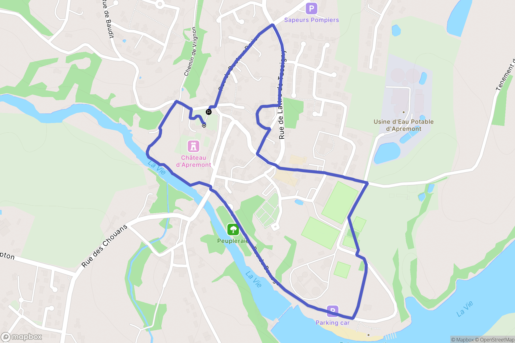 Apremont : carte du parcours de randonnée - France