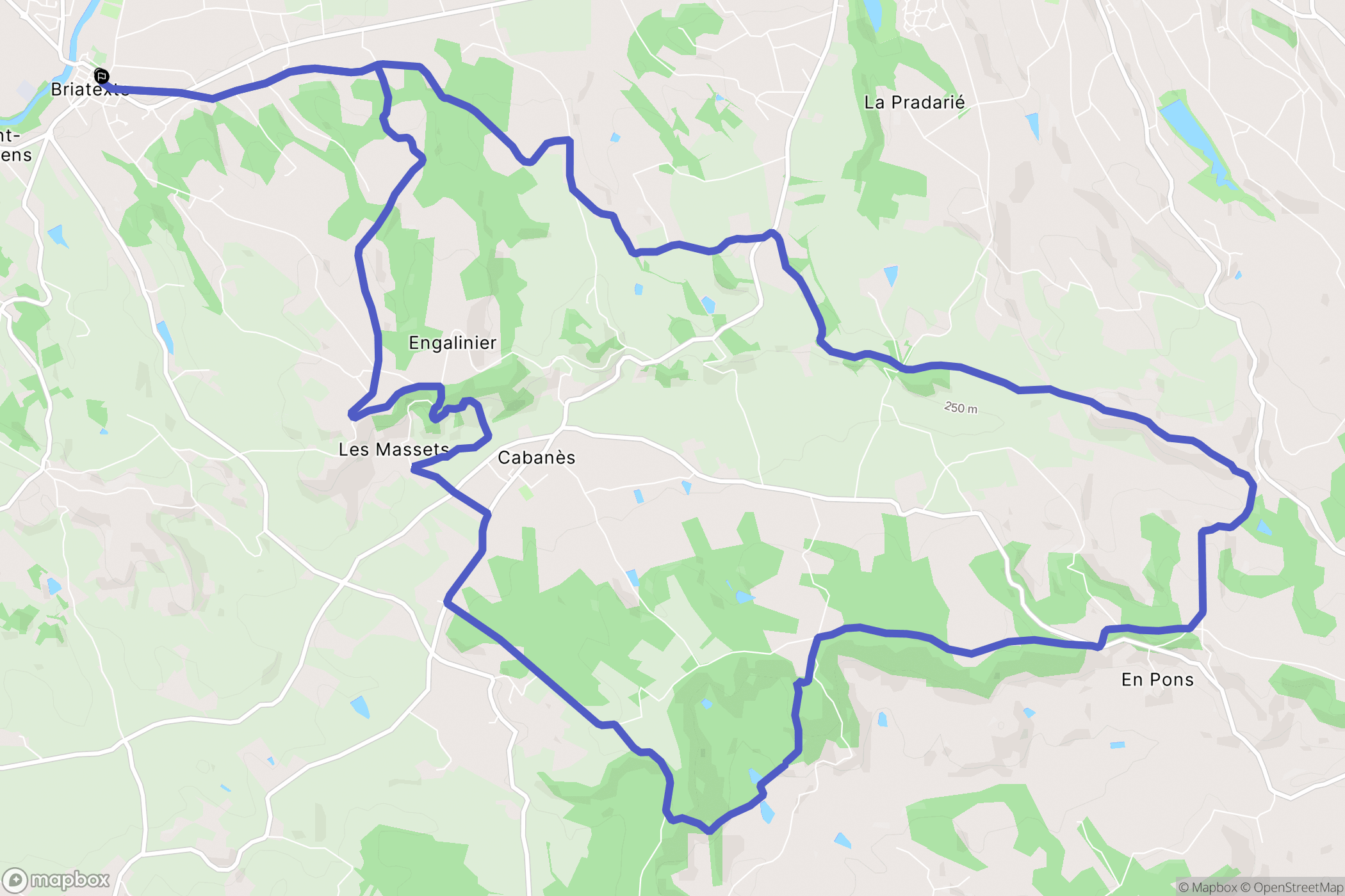 Briatexte : carte du parcours de randonnée - France