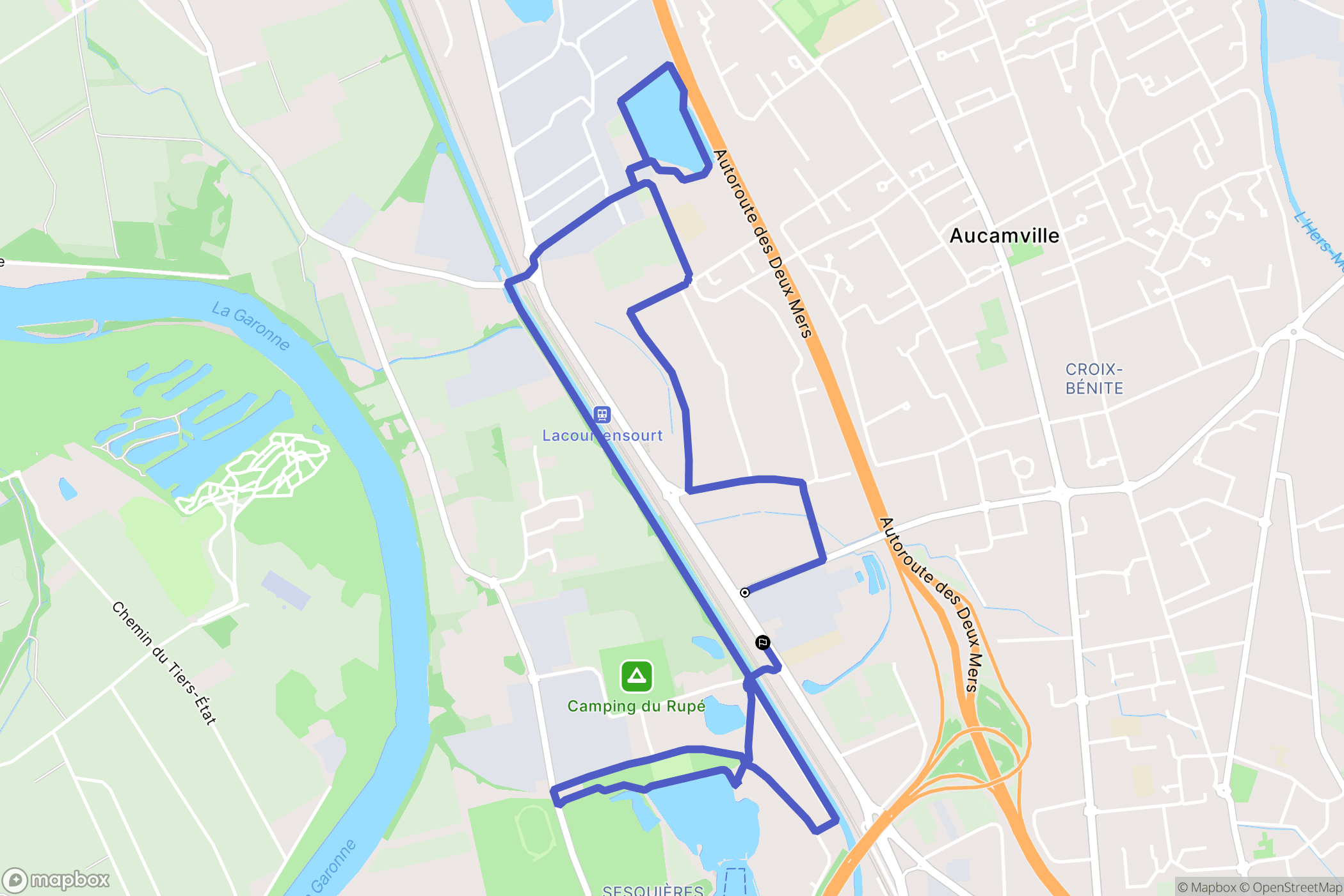 Toulouse : carte du parcours de randonnée - France