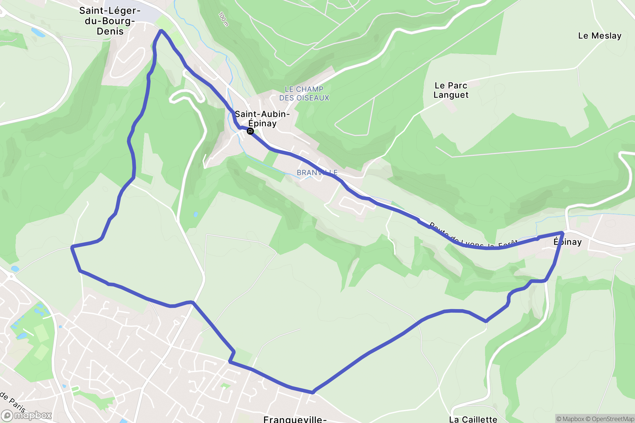 Saint-Aubin-Épinay : carte du parcours de randonnée - France