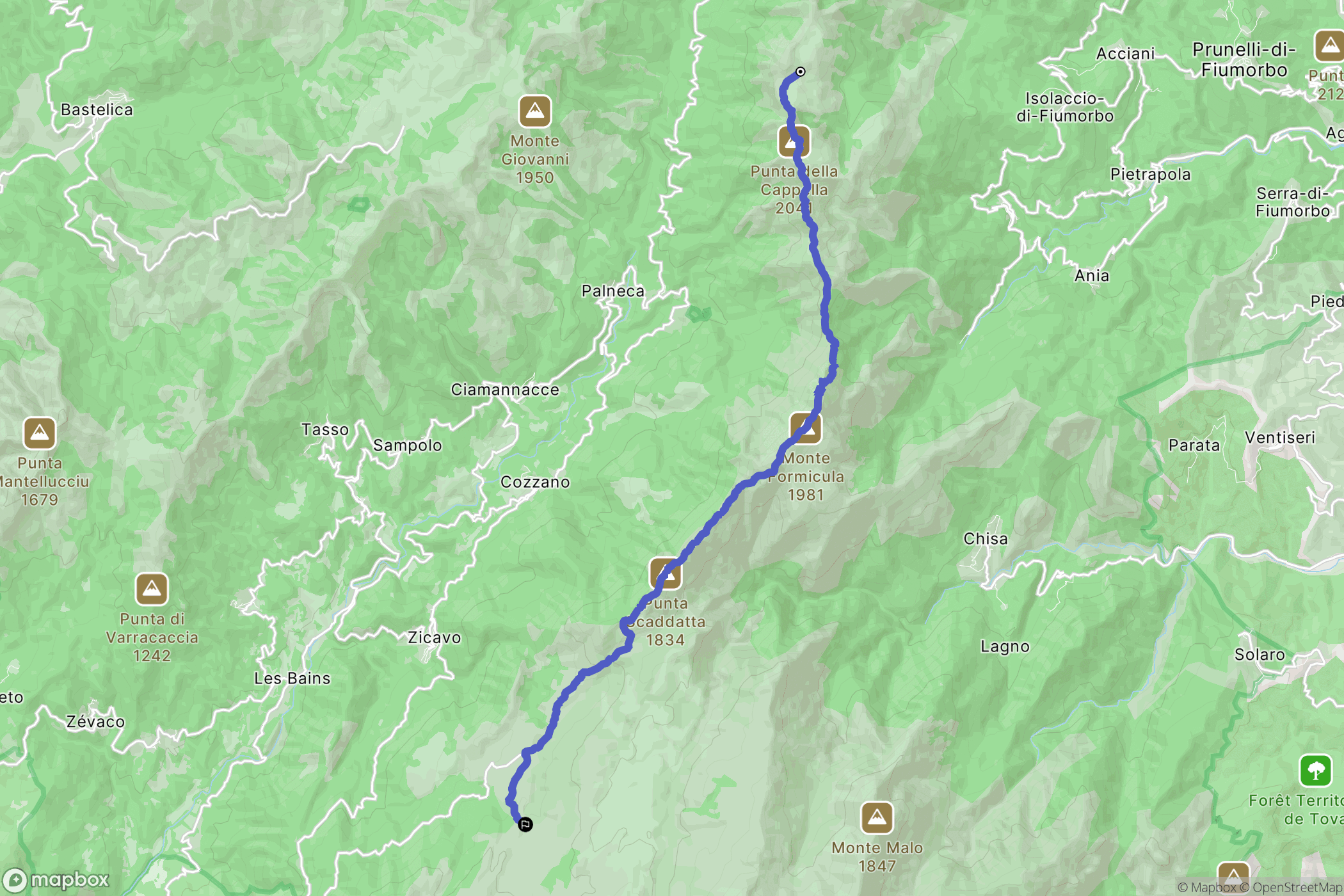 Palneca : carte du parcours de randonnée - France