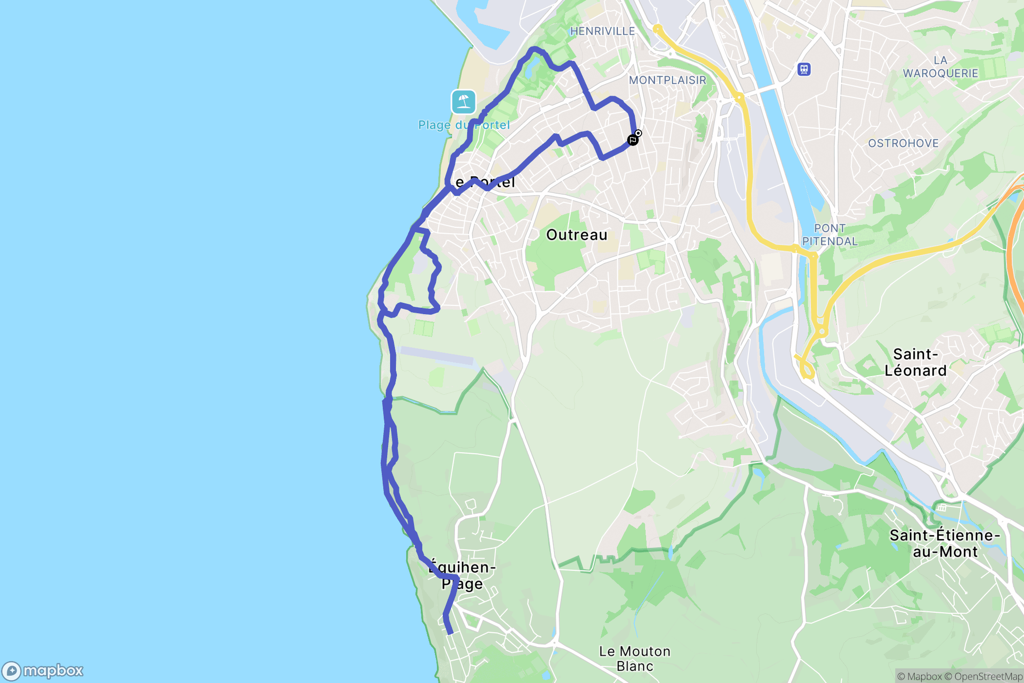 Outreau : carte du parcours de randonnée - France