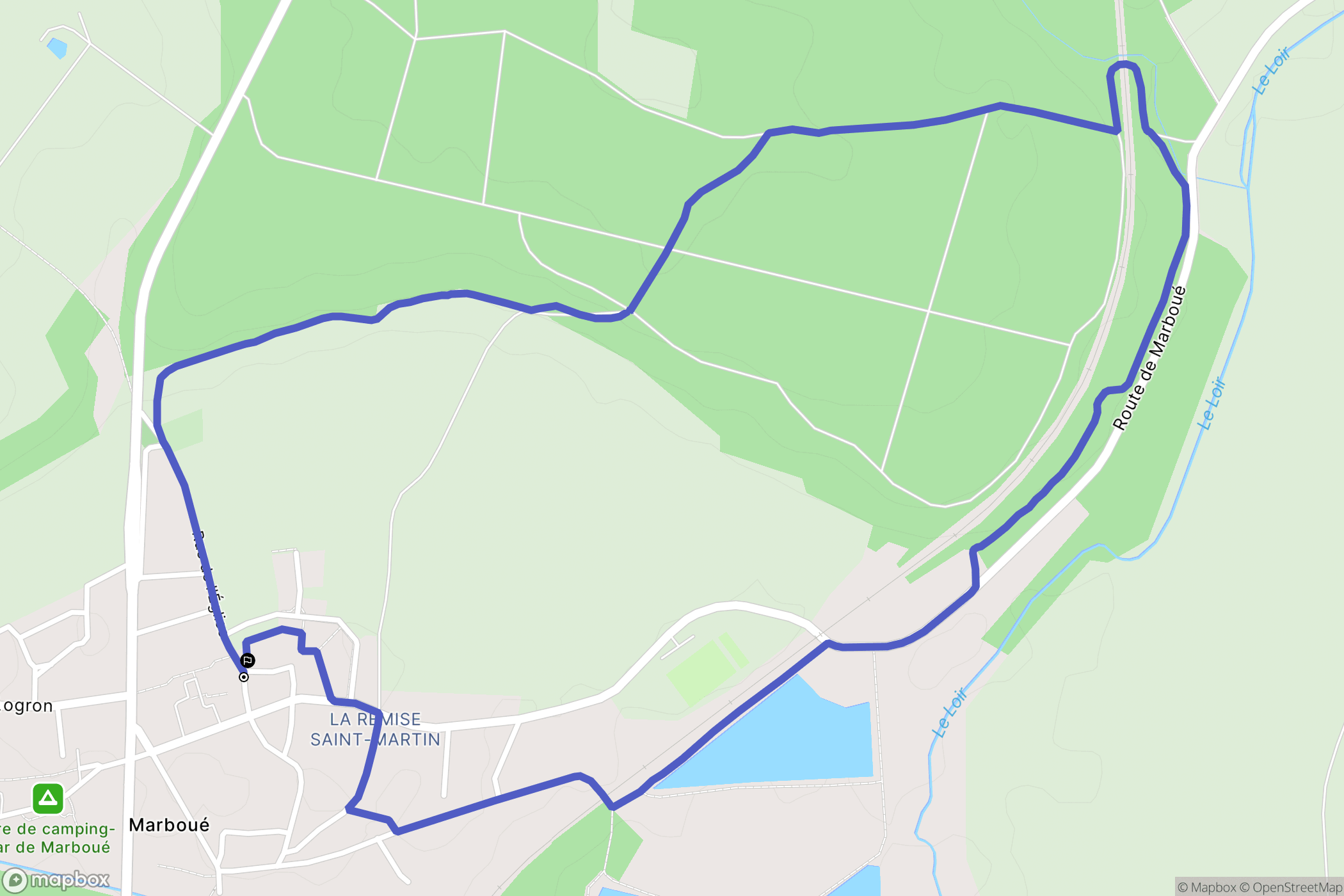 Marboué : carte du parcours de randonnée - France